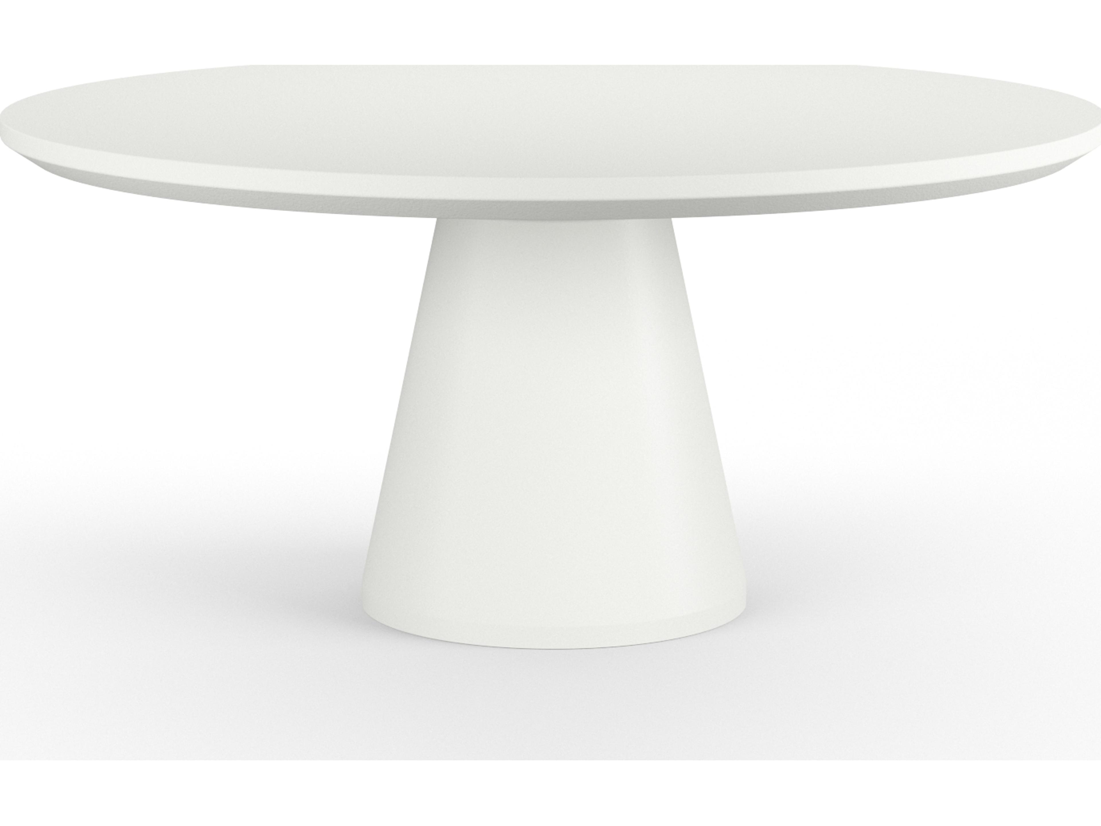 Sunset West Pedestal Round Outdoor Patio Dining Table in Bone