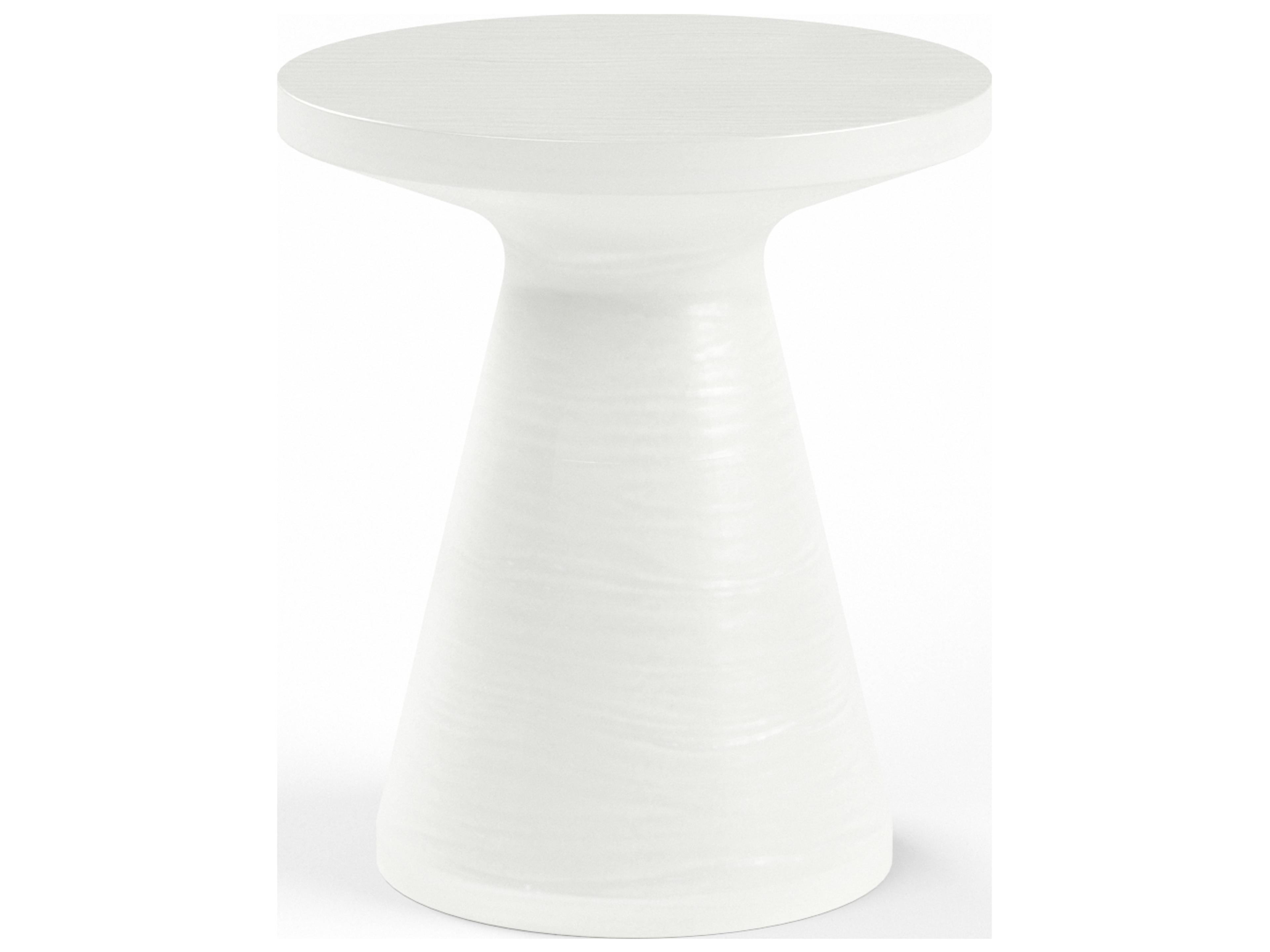 Sunset West GFRC Round Patio End Table in Bone