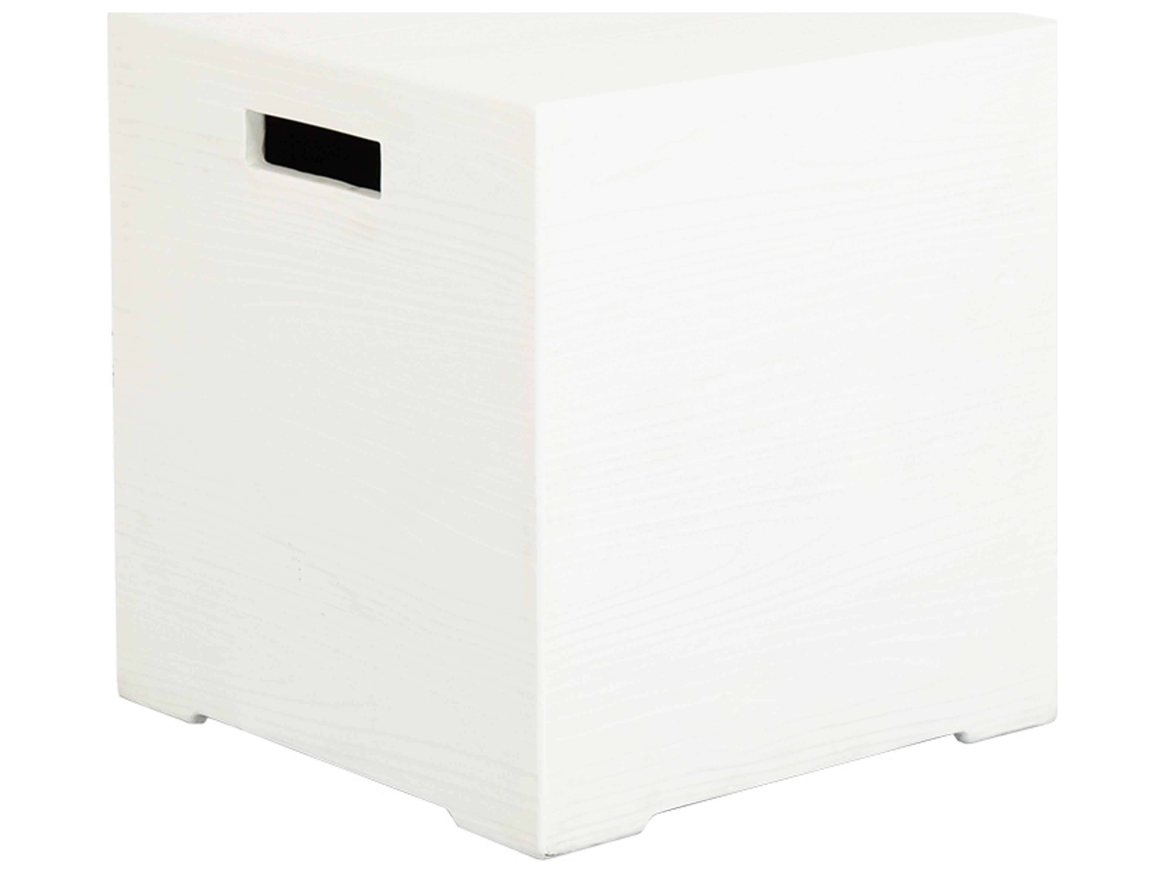 Sunset West GFRC Faux Bois Square Outdoor Patio End Table Tank Cover in Bone