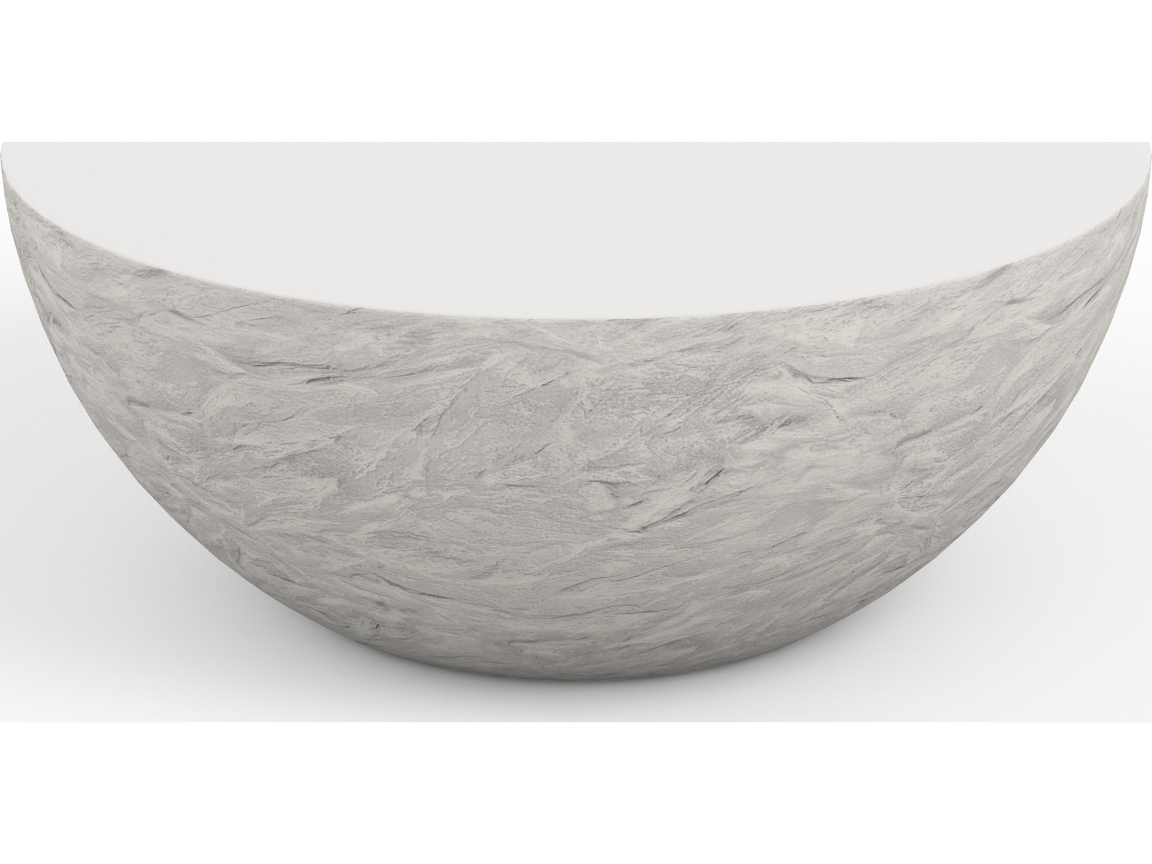 Sunset West Antique Stone Resin Bone White Round Bowl Outdoor Coffee Table