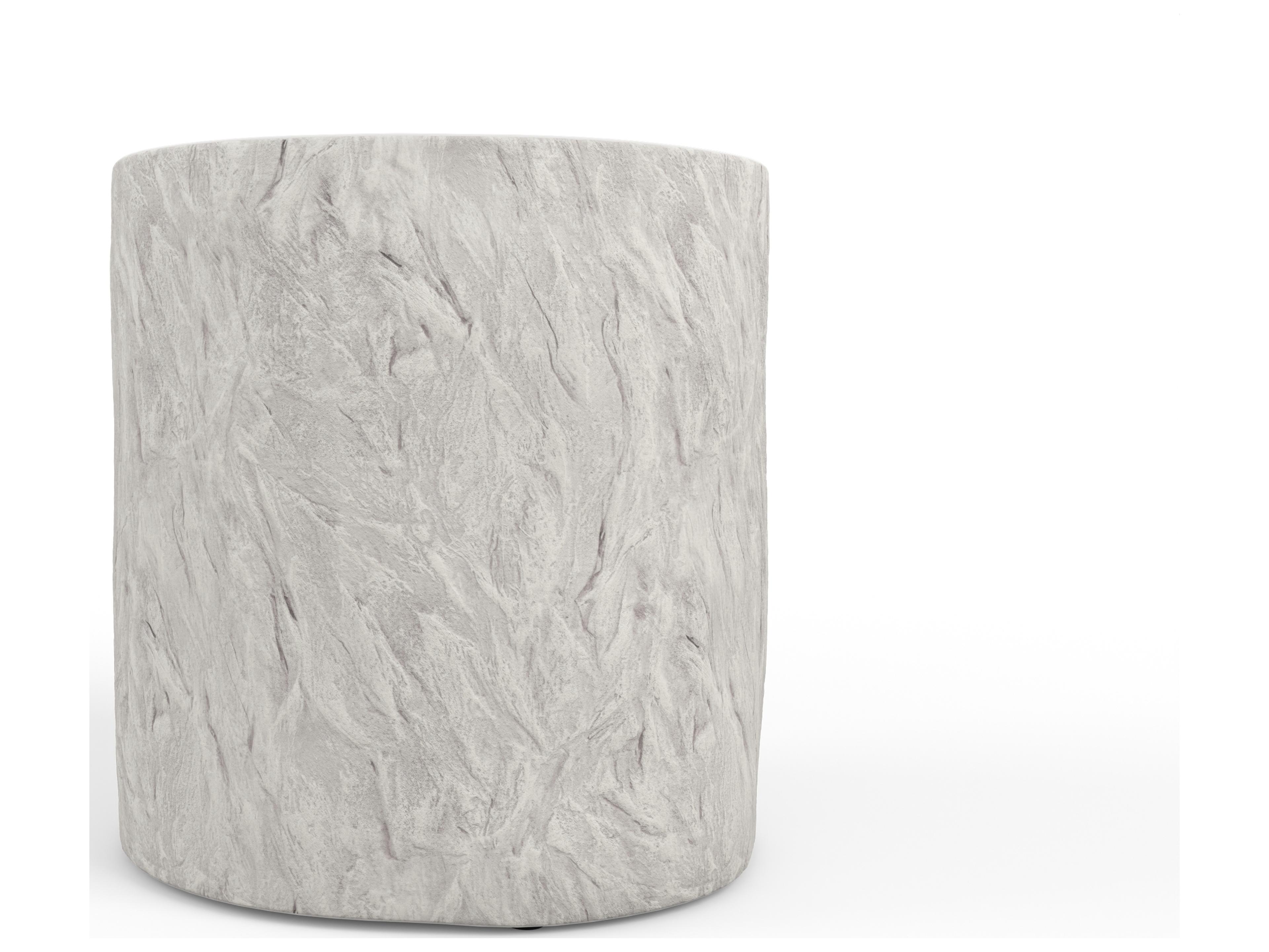 Sunset West Antique Stone Resin Bone White Round Patio End Table