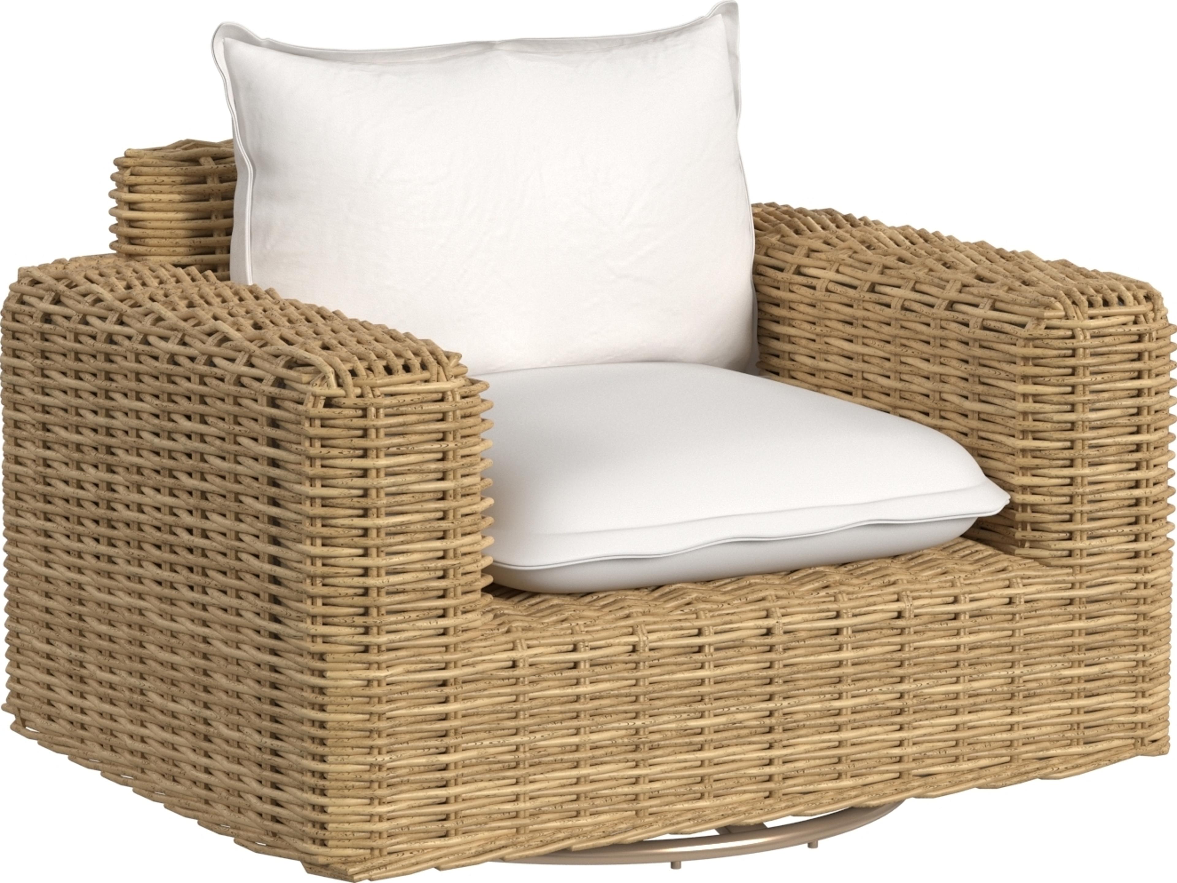 Sunset West Playa Oversized Swivel Club Chair in Soothe Pearl with Flange Welt