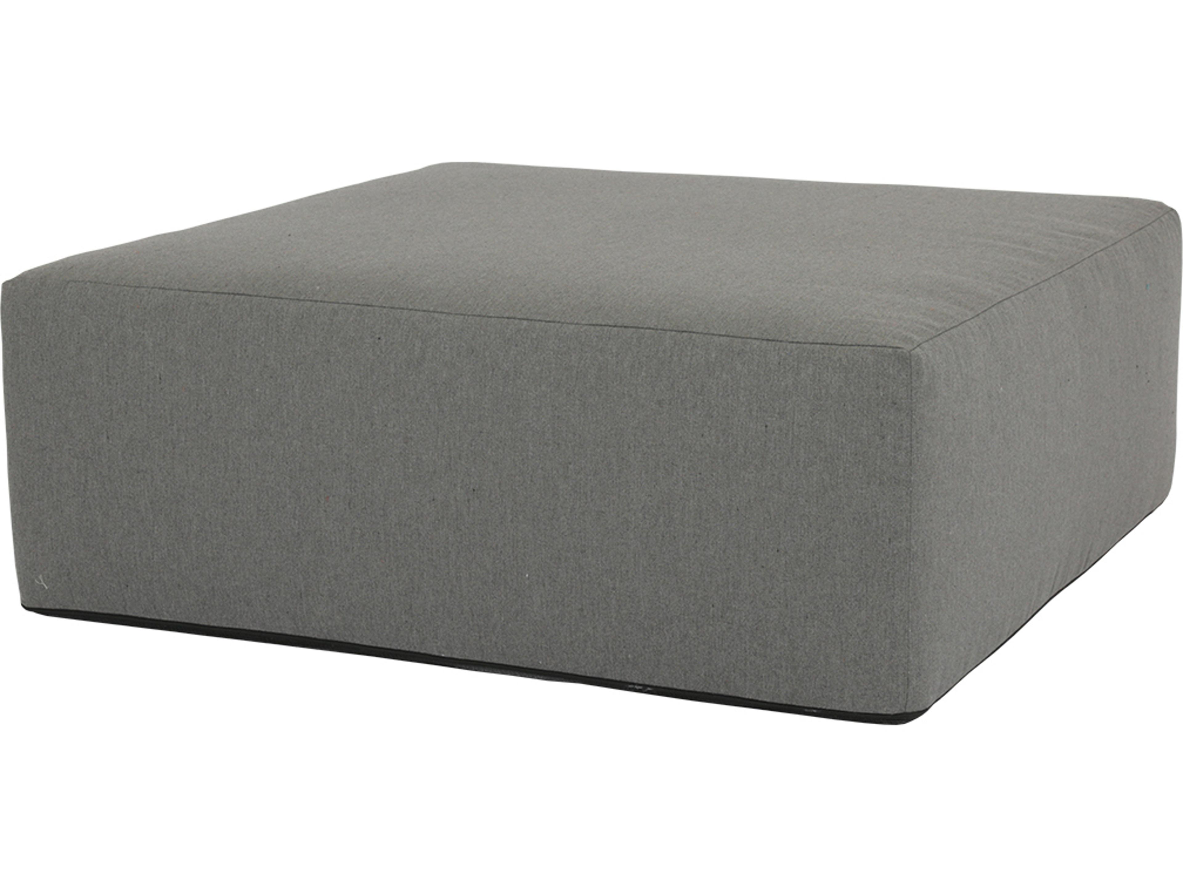 Sunset West Pouf 48'' Square Coffee Table Outdoor Ottoman in Heritage Granite