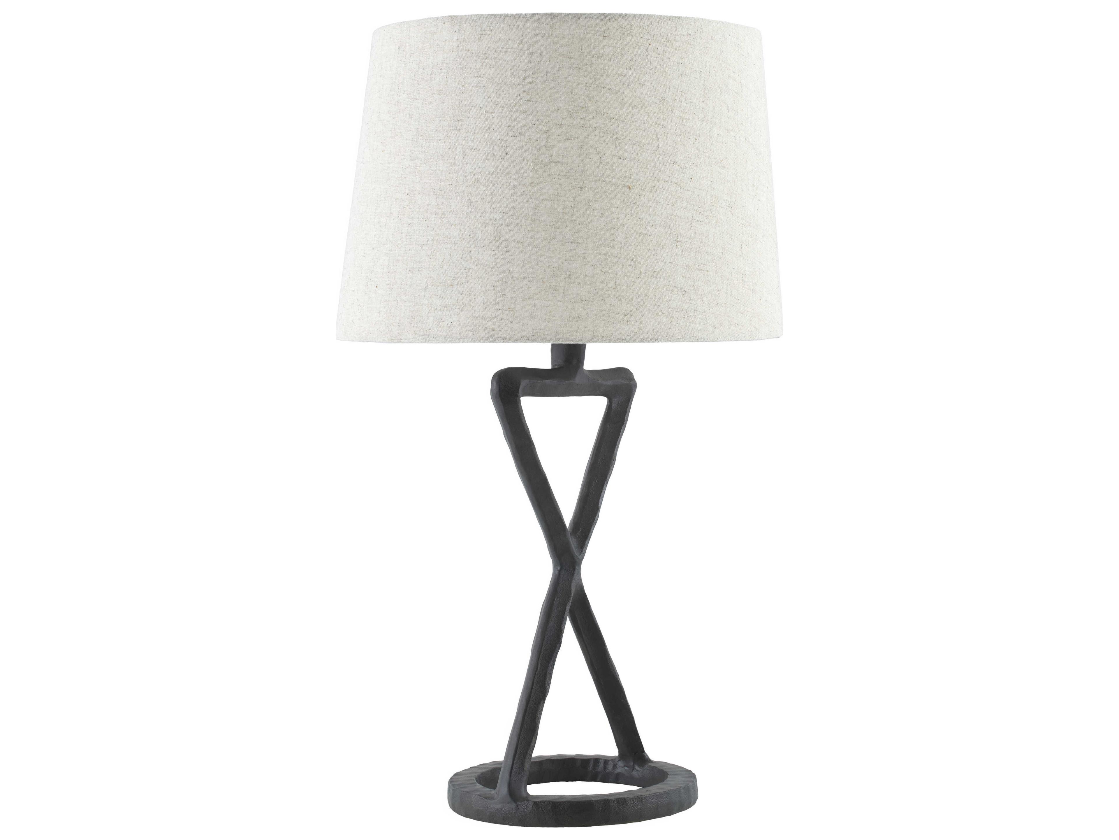 Surya Adaje Black Beige Cotton Buffet Lamp