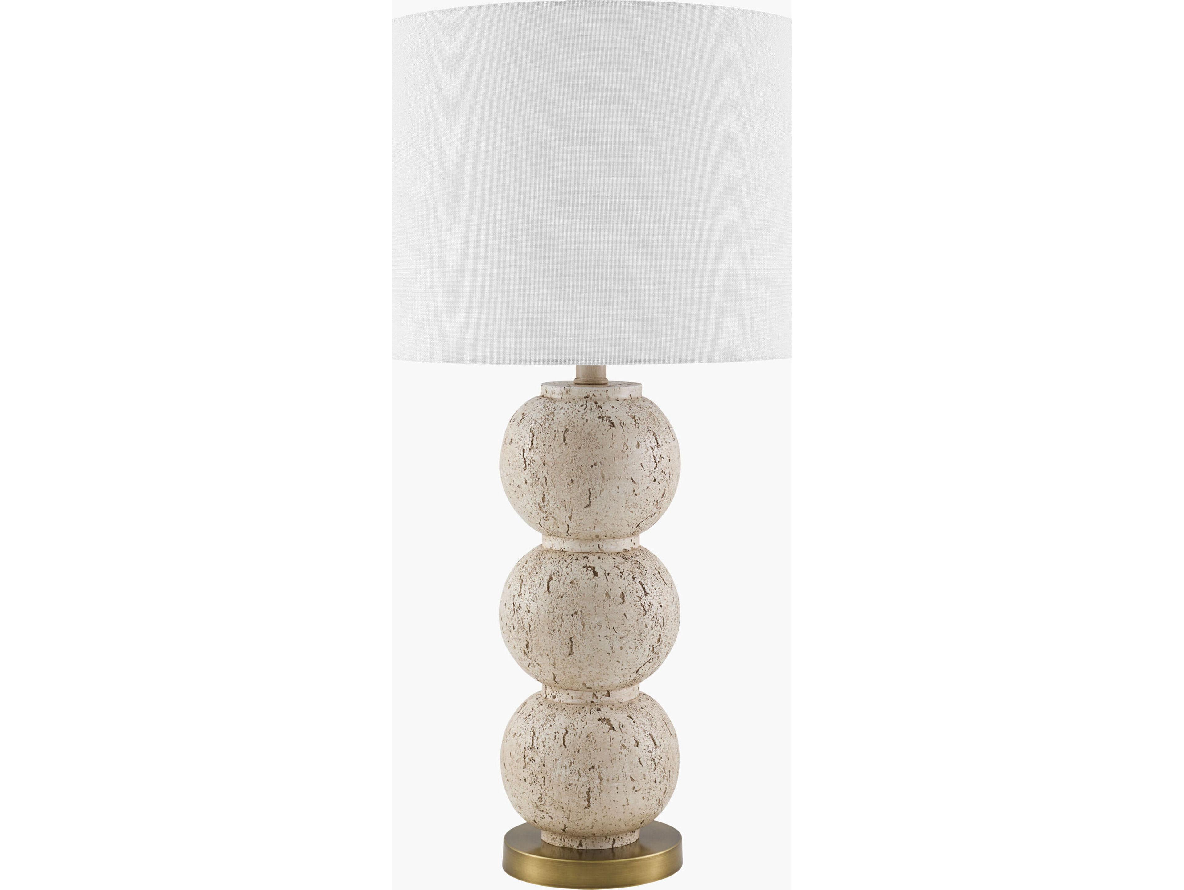 Surya Algarve Metallic Brass White Linen Buffet Lamp