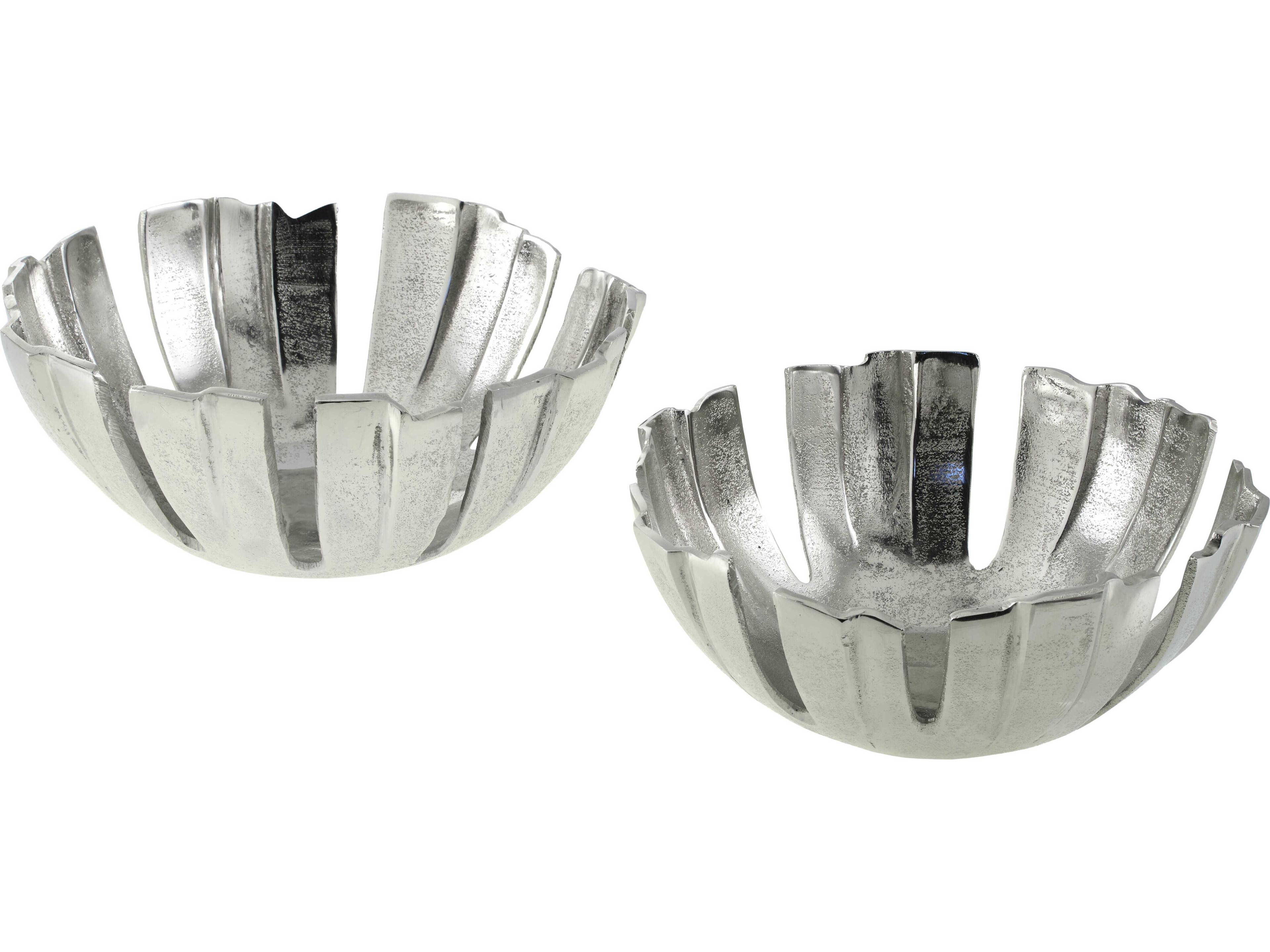 Surya Anhui Metallic Silver Decorative Bowl Set of 2