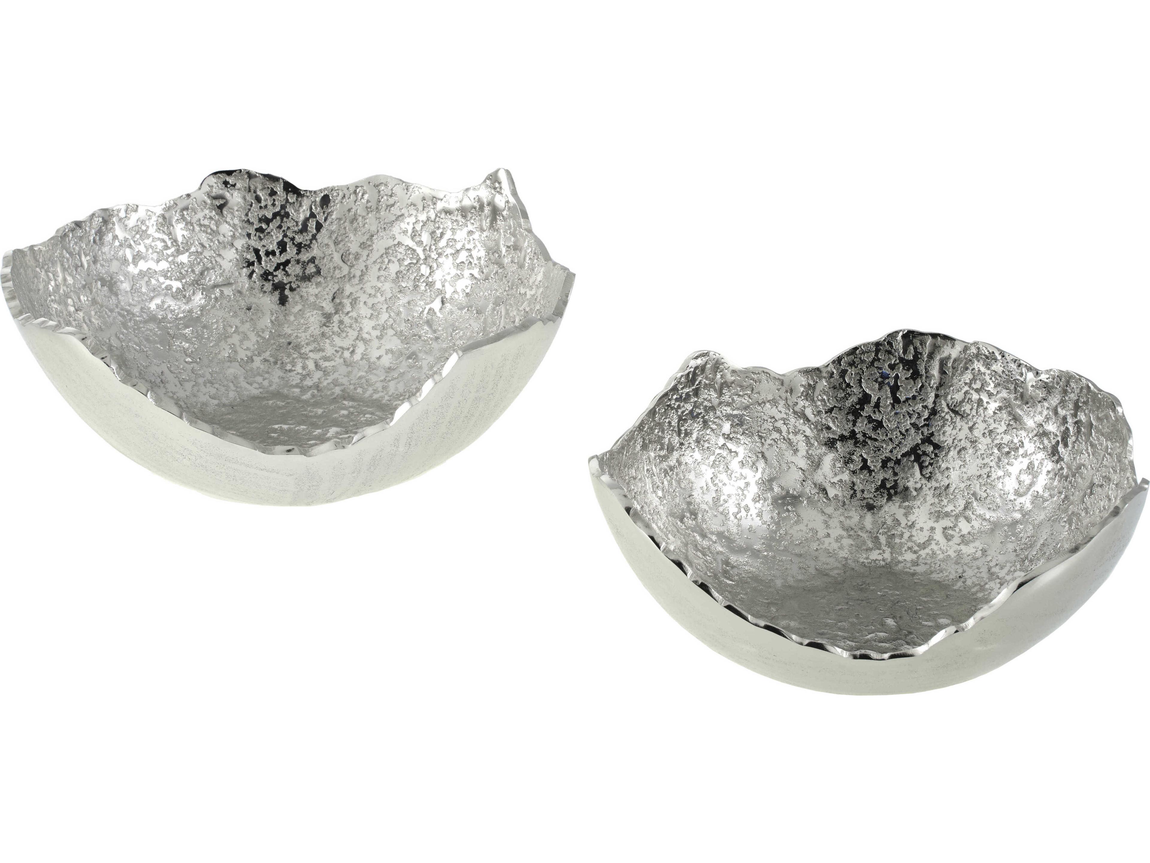 Surya Anhui Metallic Silver Decorative Bowl Set of 2