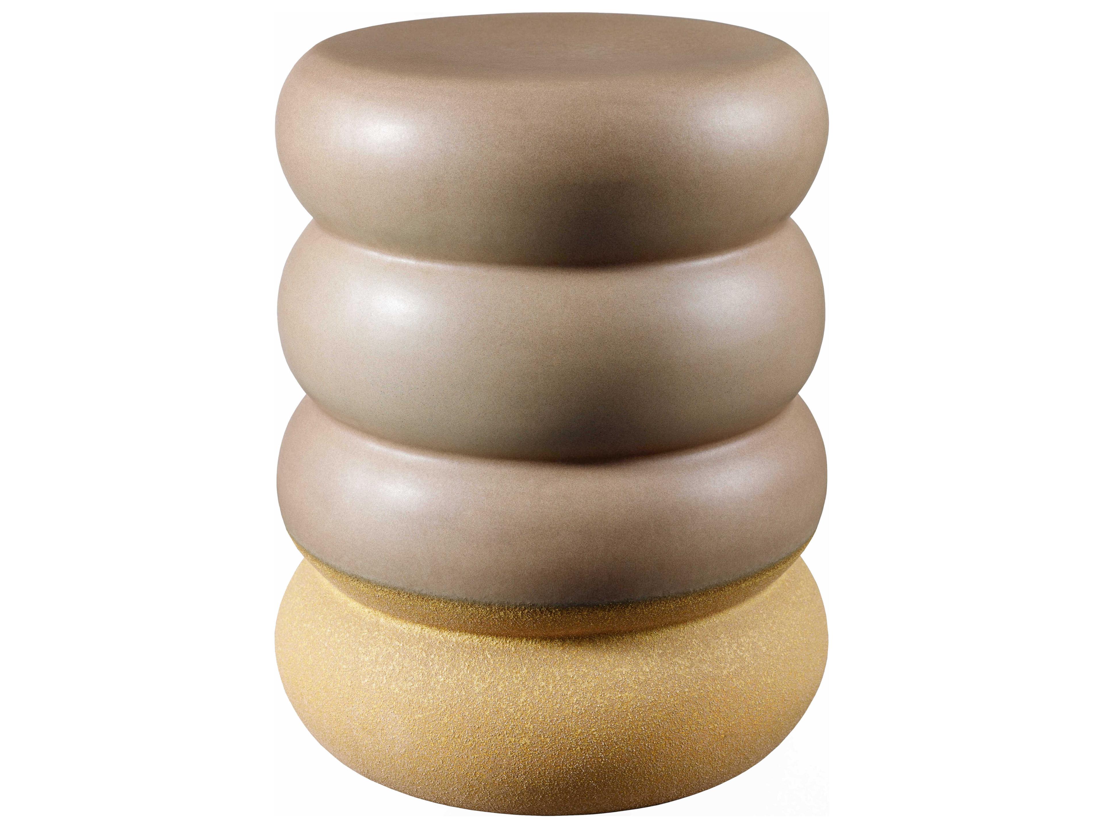Surya Bizen Brown Khaki Accent Stool