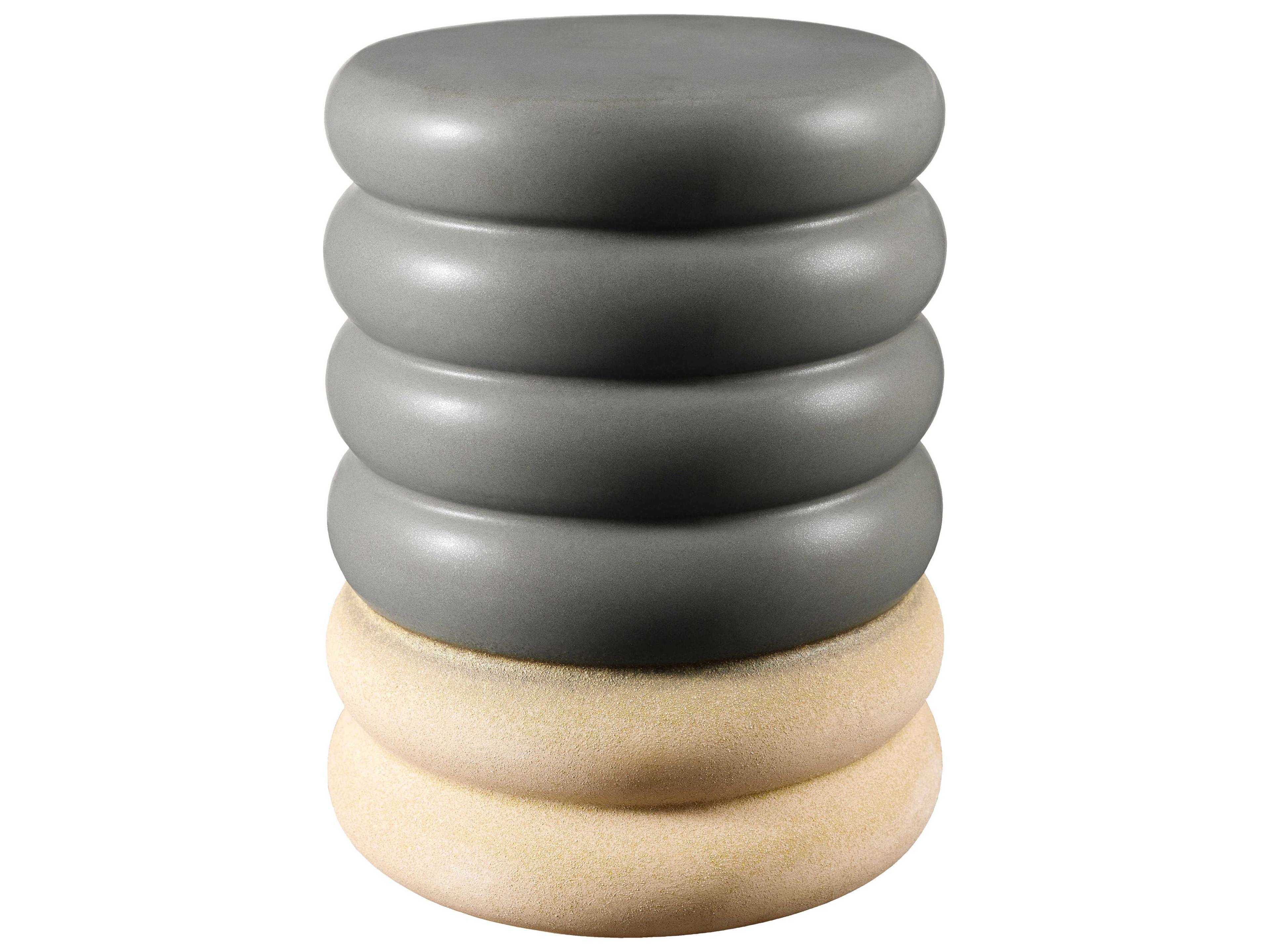 Surya Bizen Gray Khaki Accent Stool