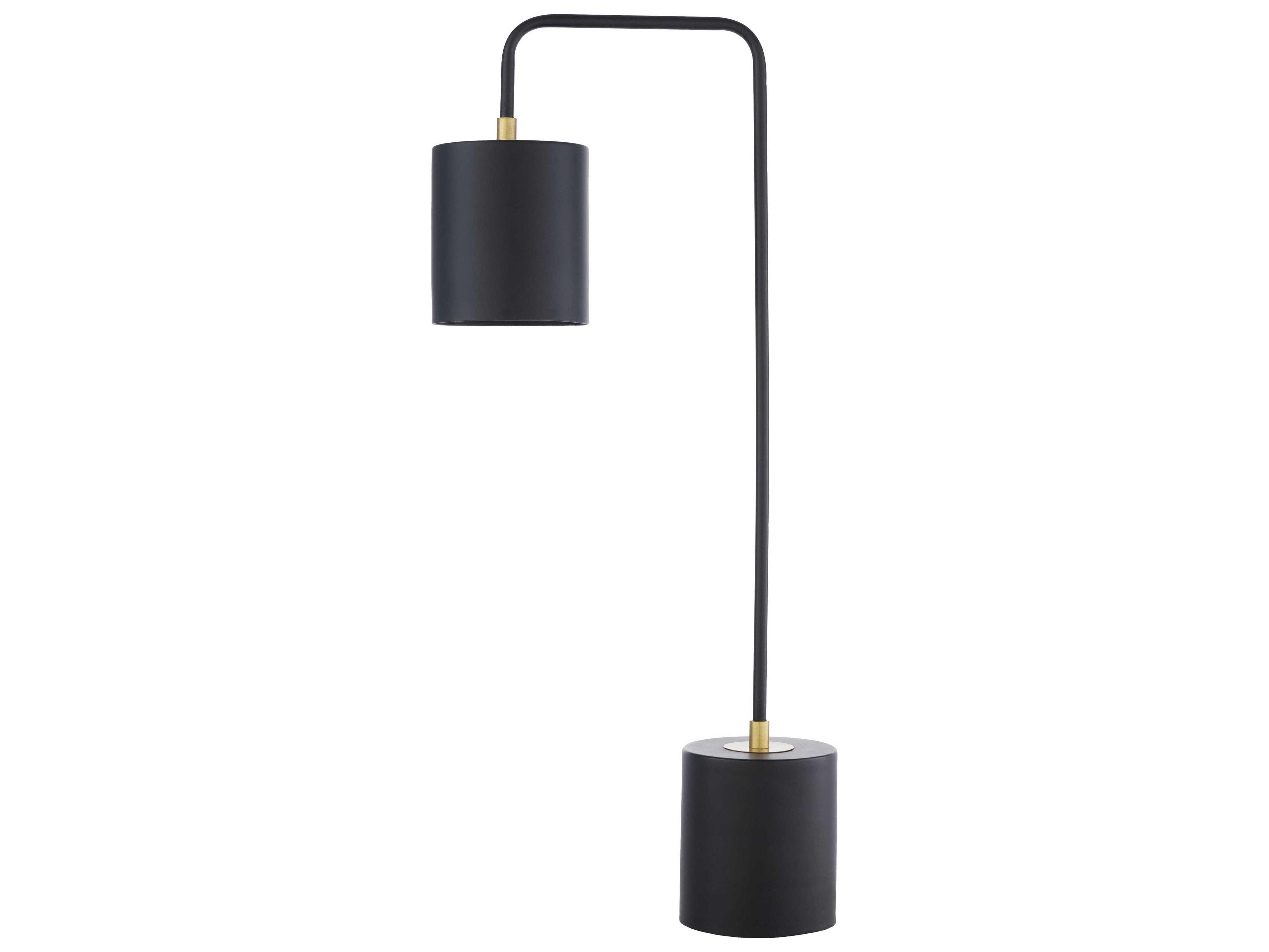 Surya Boomer Metallic Brass Black Metal Desk Lamp