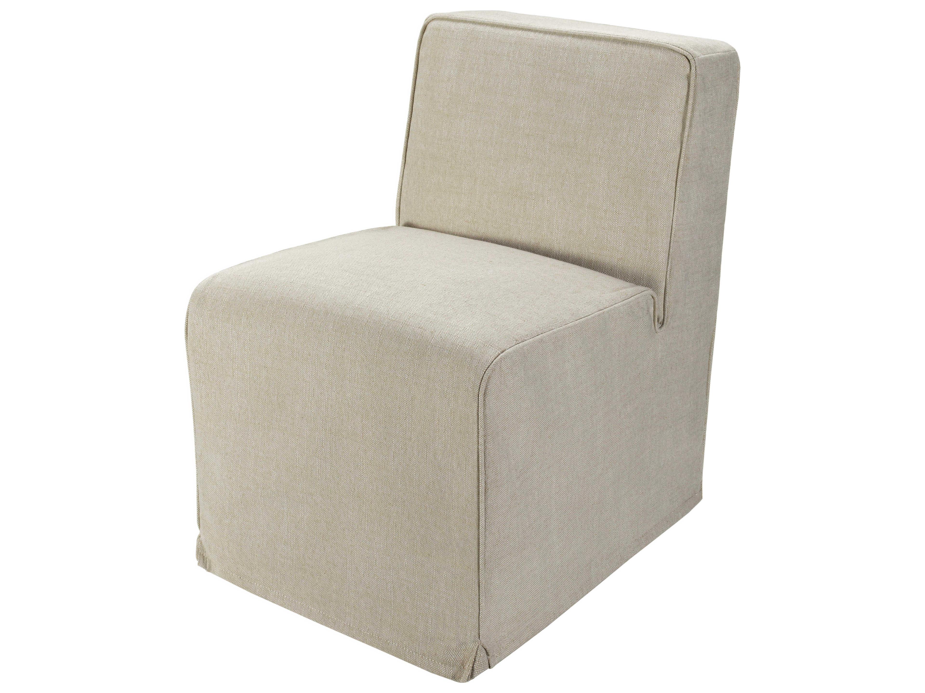 Surya Bonner Pine Wood Beige Upholstered Armless Dining Chair Set of 2