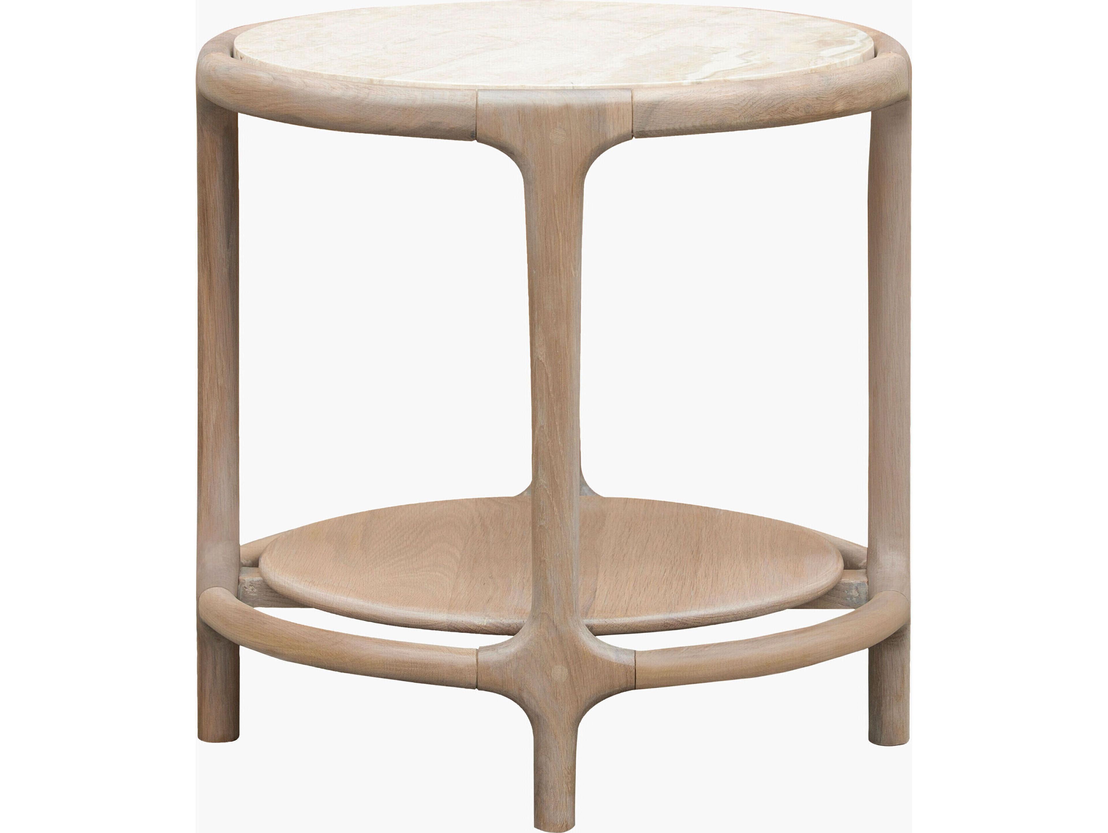 Surya Becki Owens Eve Round Marble Beige End Table