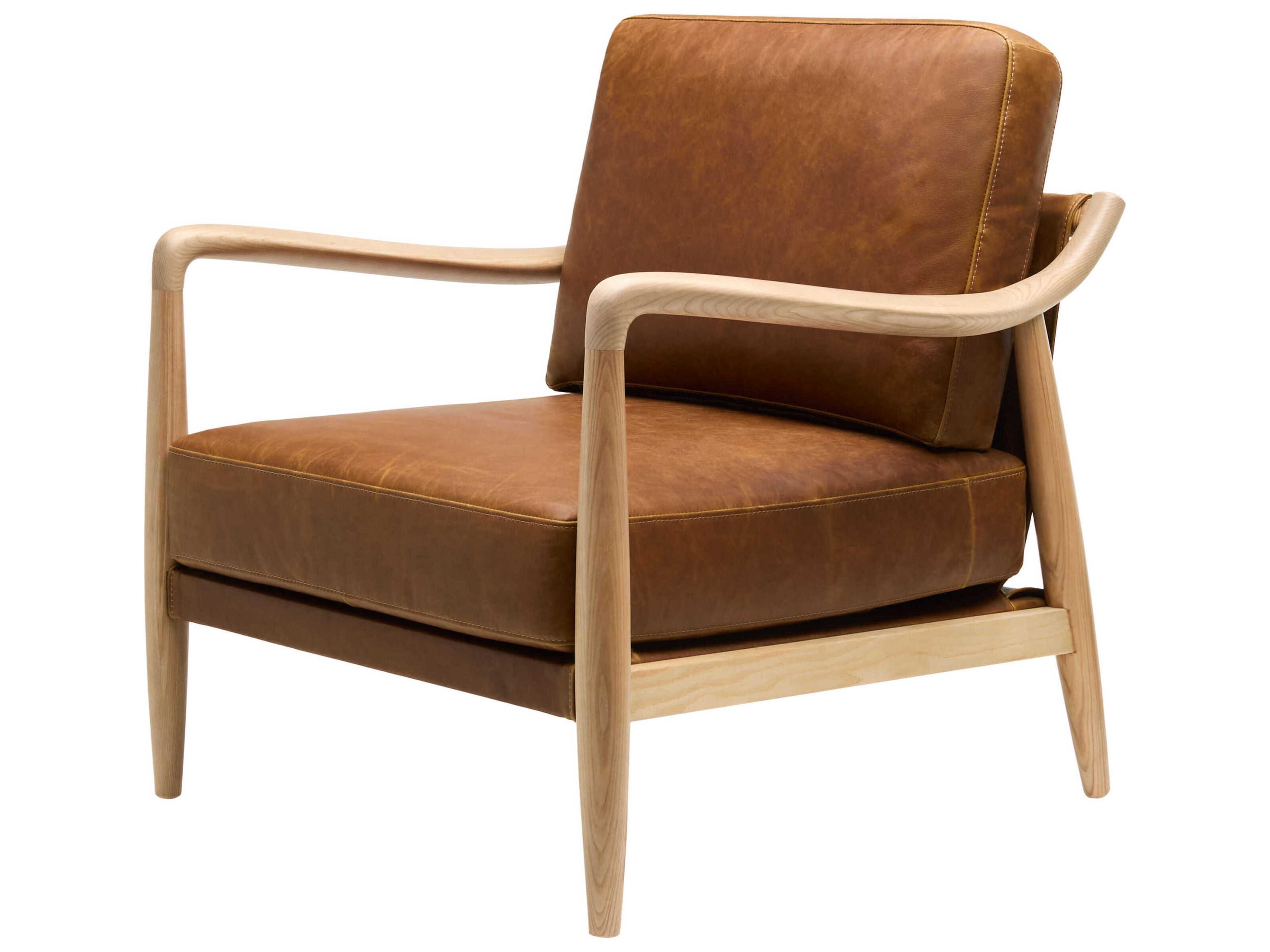 Surya Gaviota Brown Leather Accent Chair
