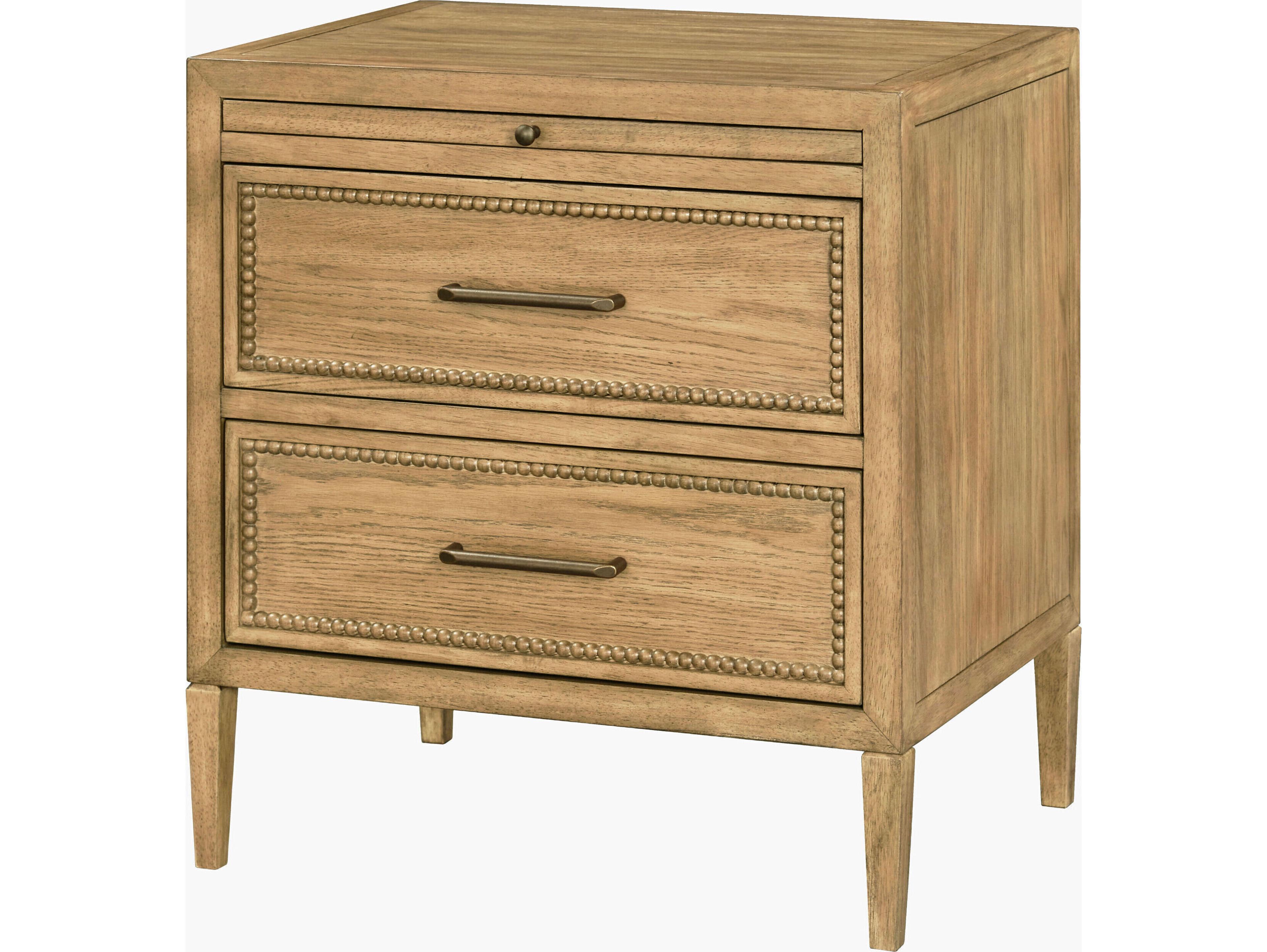 Surya Becki Owens Hermosa 2-Drawers Oak Wood Nightstand
