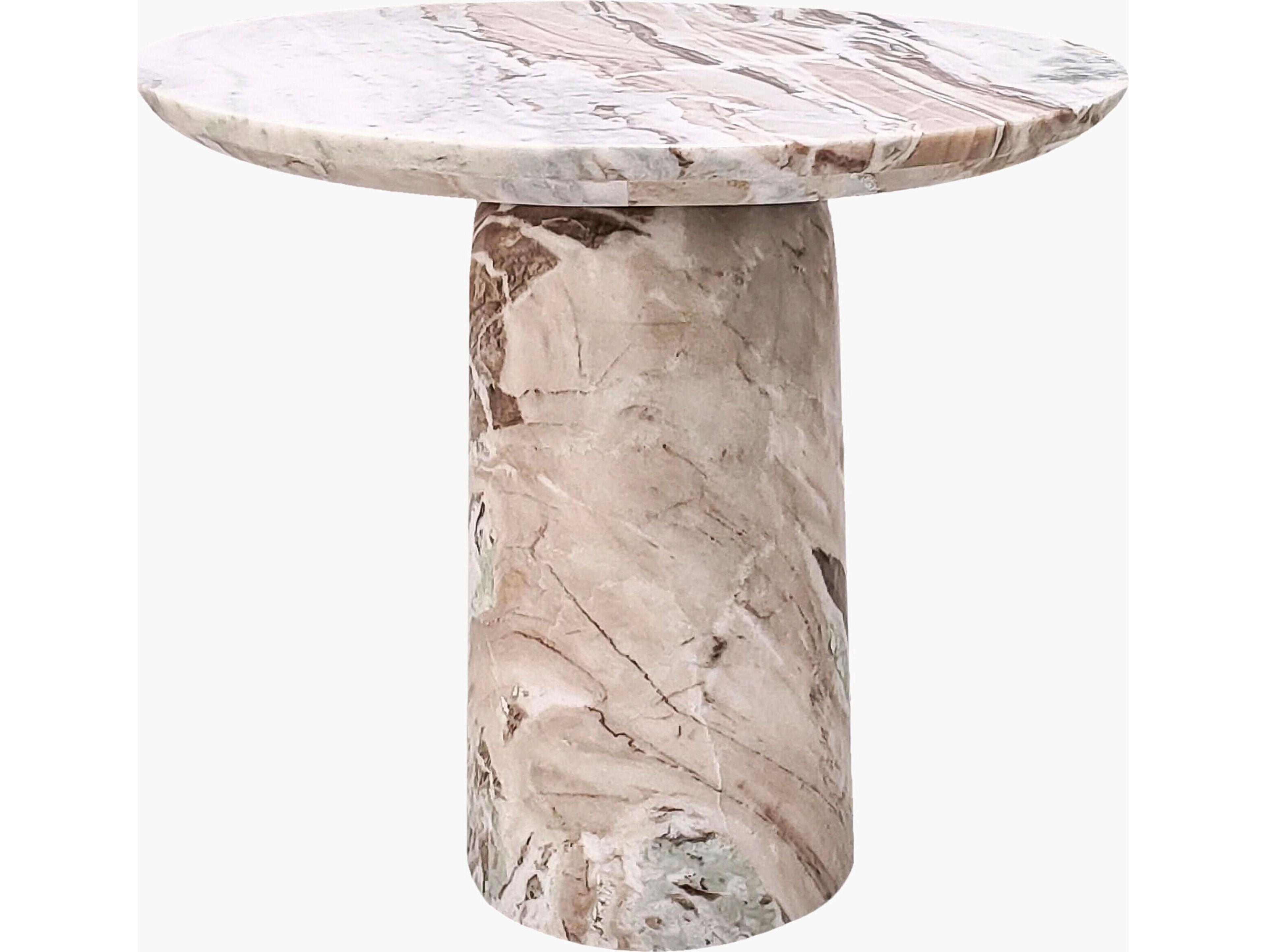 Surya Portola Round Marble Beige End Table