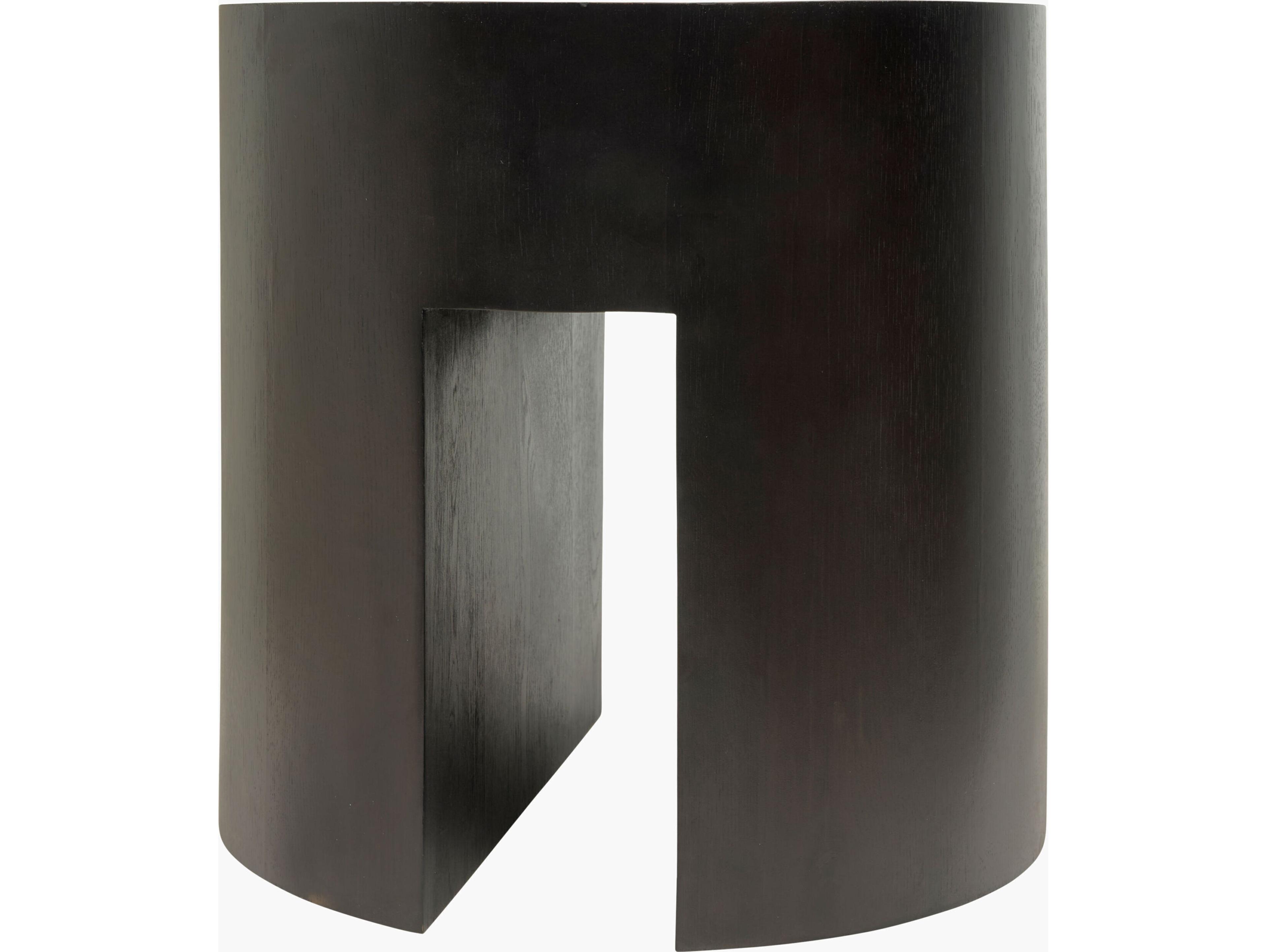 Surya Becki Owens Whitly Round Wood Black End Table
