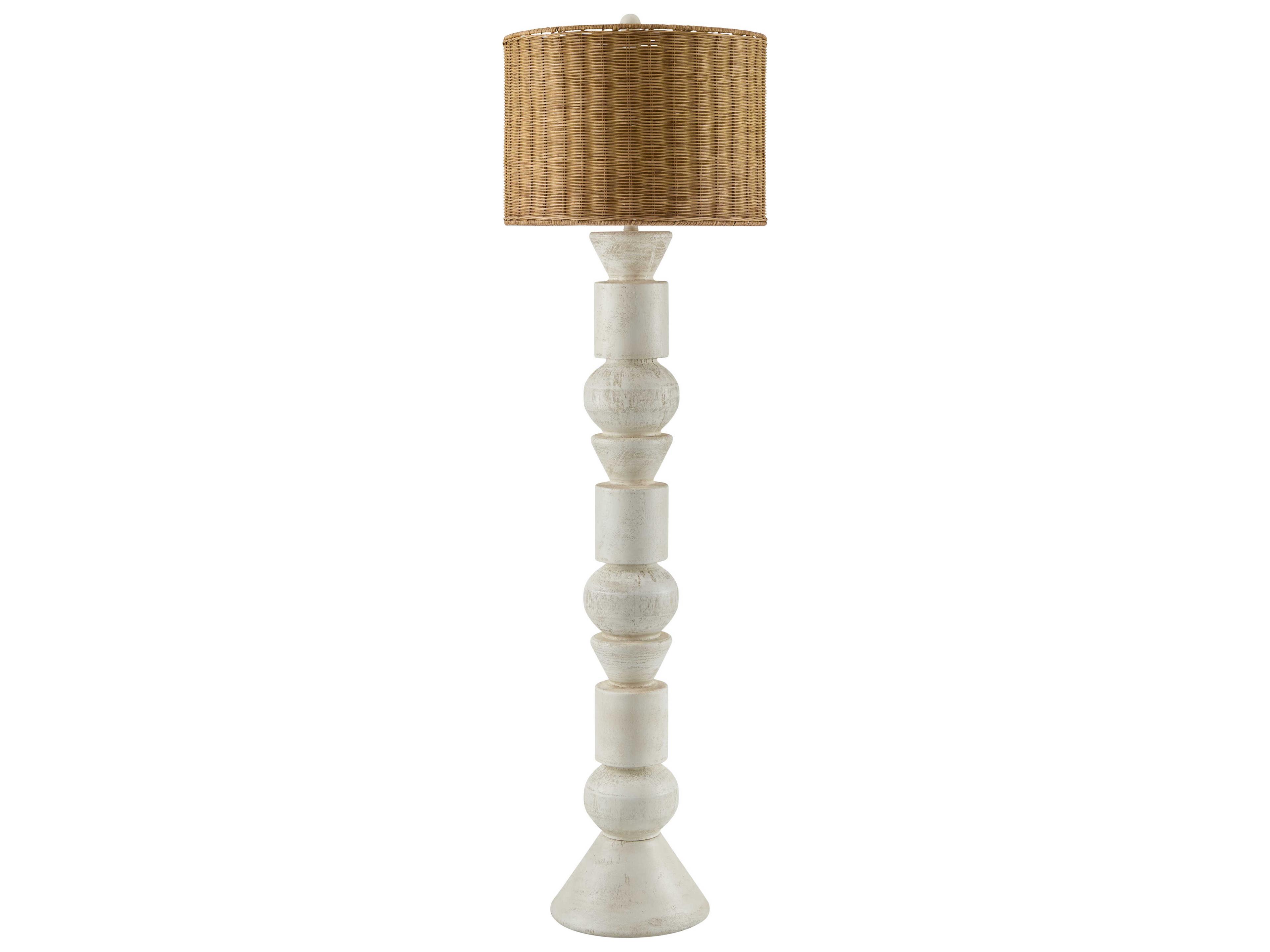 Surya Berekua White Brown Rattan Floor Lamp