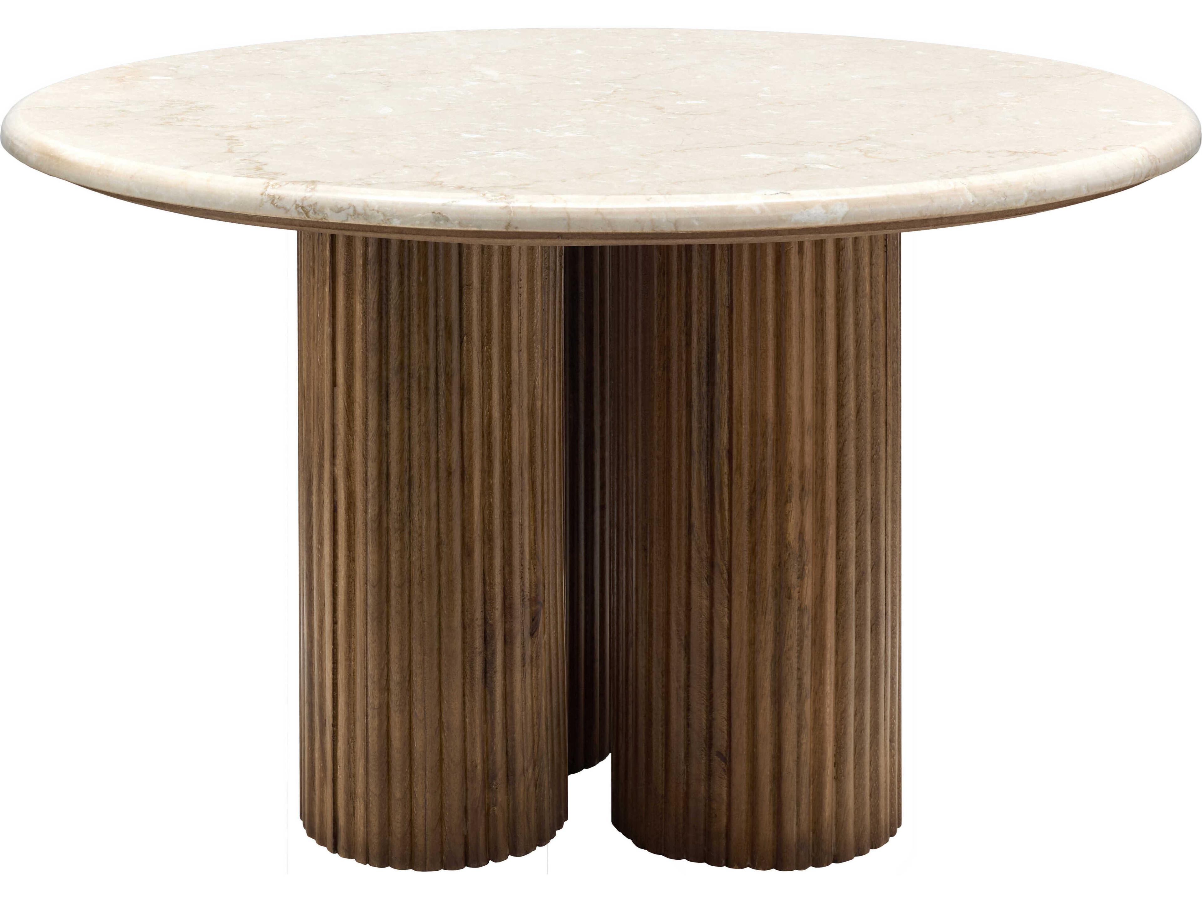 Surya Basilia Round Marble Ivory Brown Coffee Table