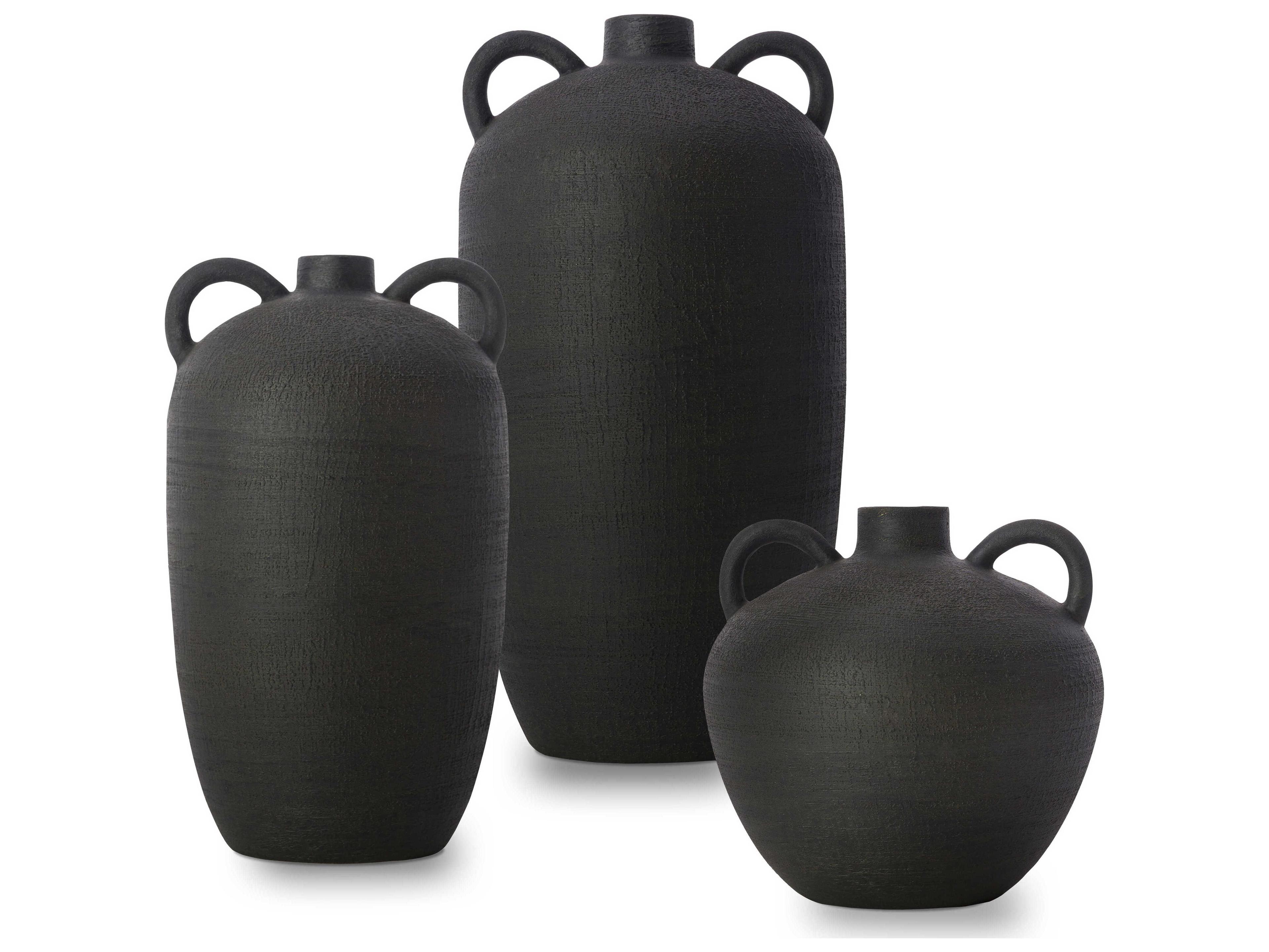 Surya Acanceh Black Vase Set of 3