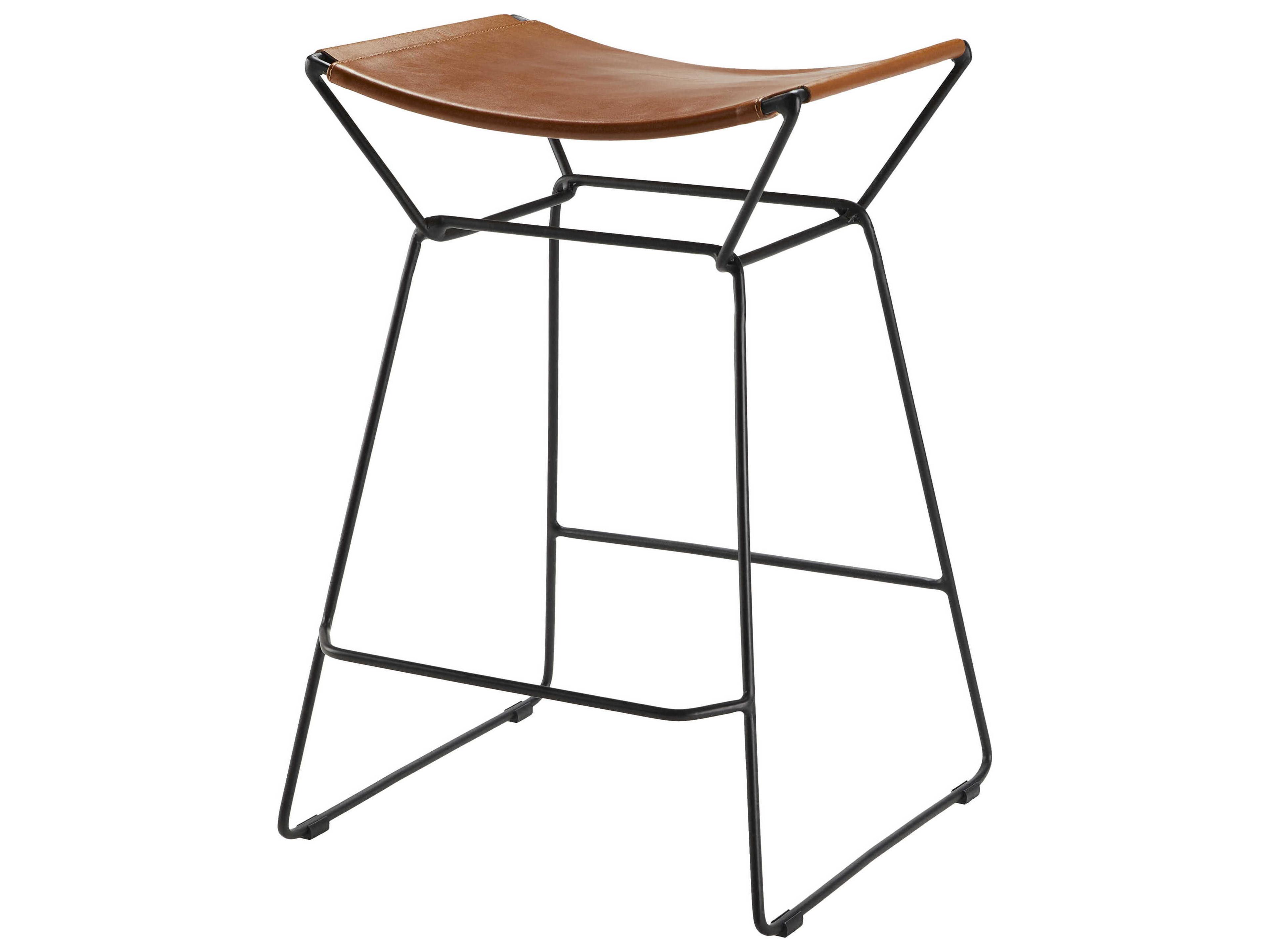 Surya Celerio Brown Gray Leather Counter Stool