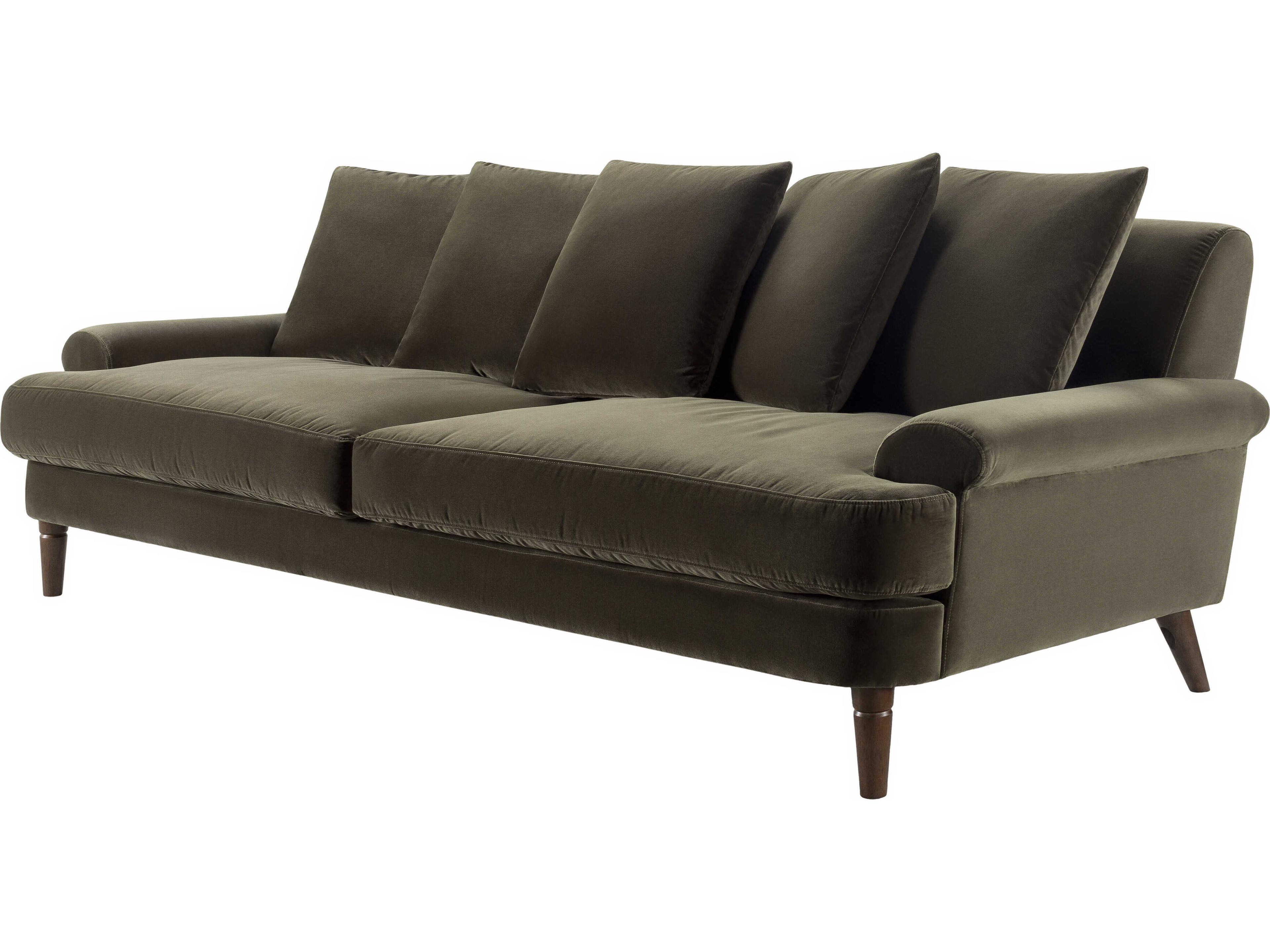 Surya Cila Olive Dark Brown Green Upholstered Sofa