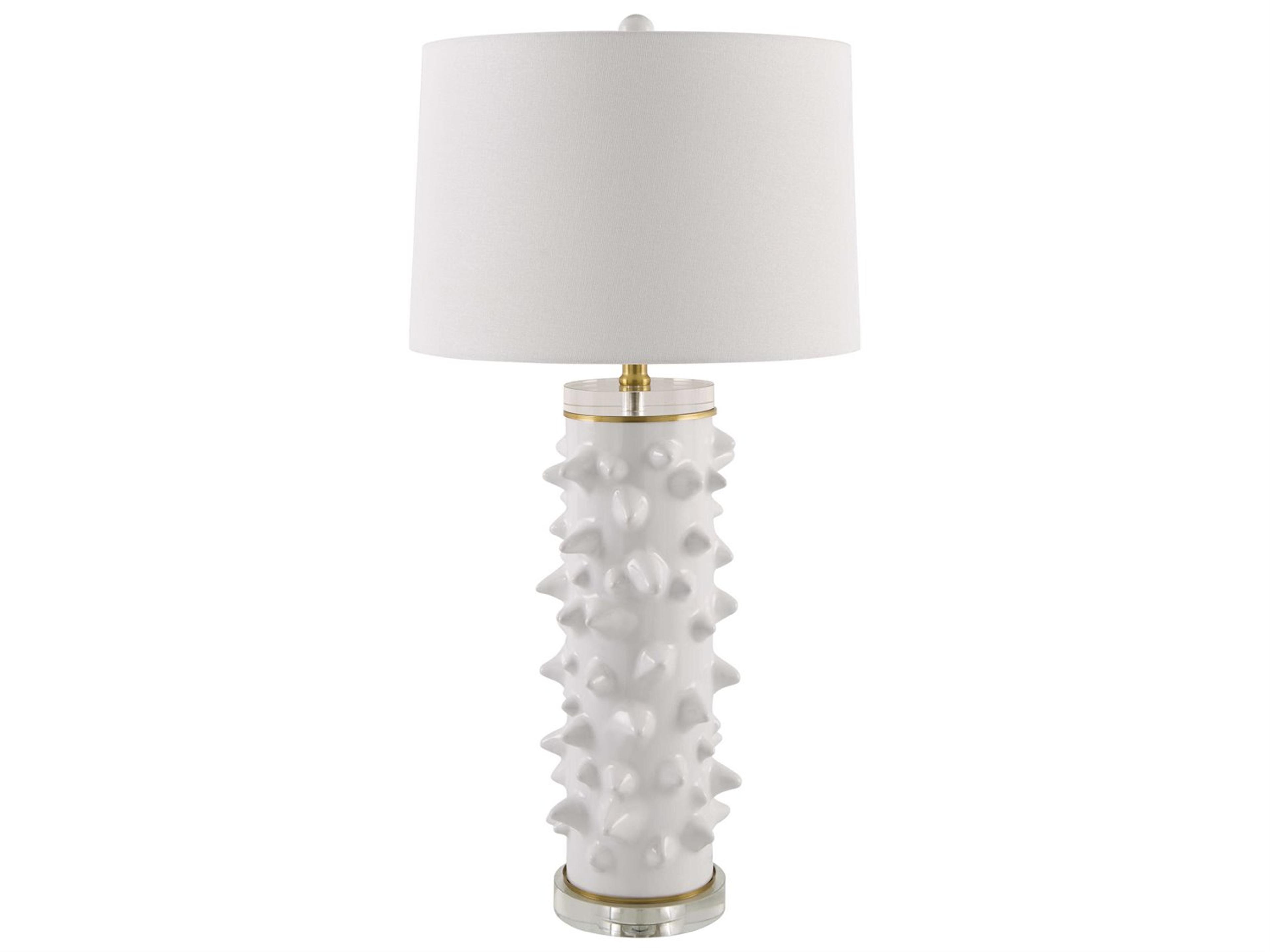 Surya Canary White Linen Buffet Lamp