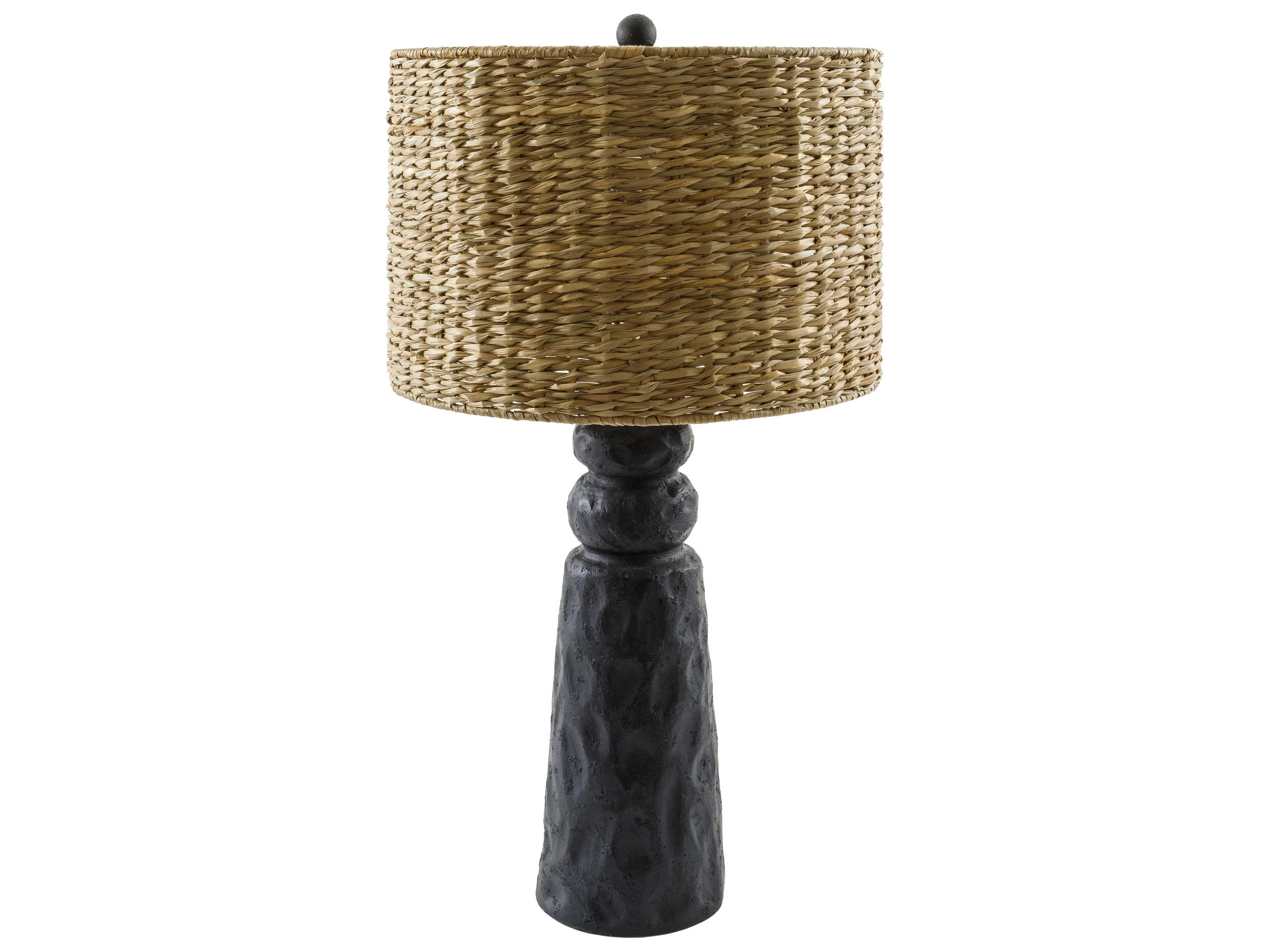 Surya Conway Black Tan Seagrass Buffet Lamp