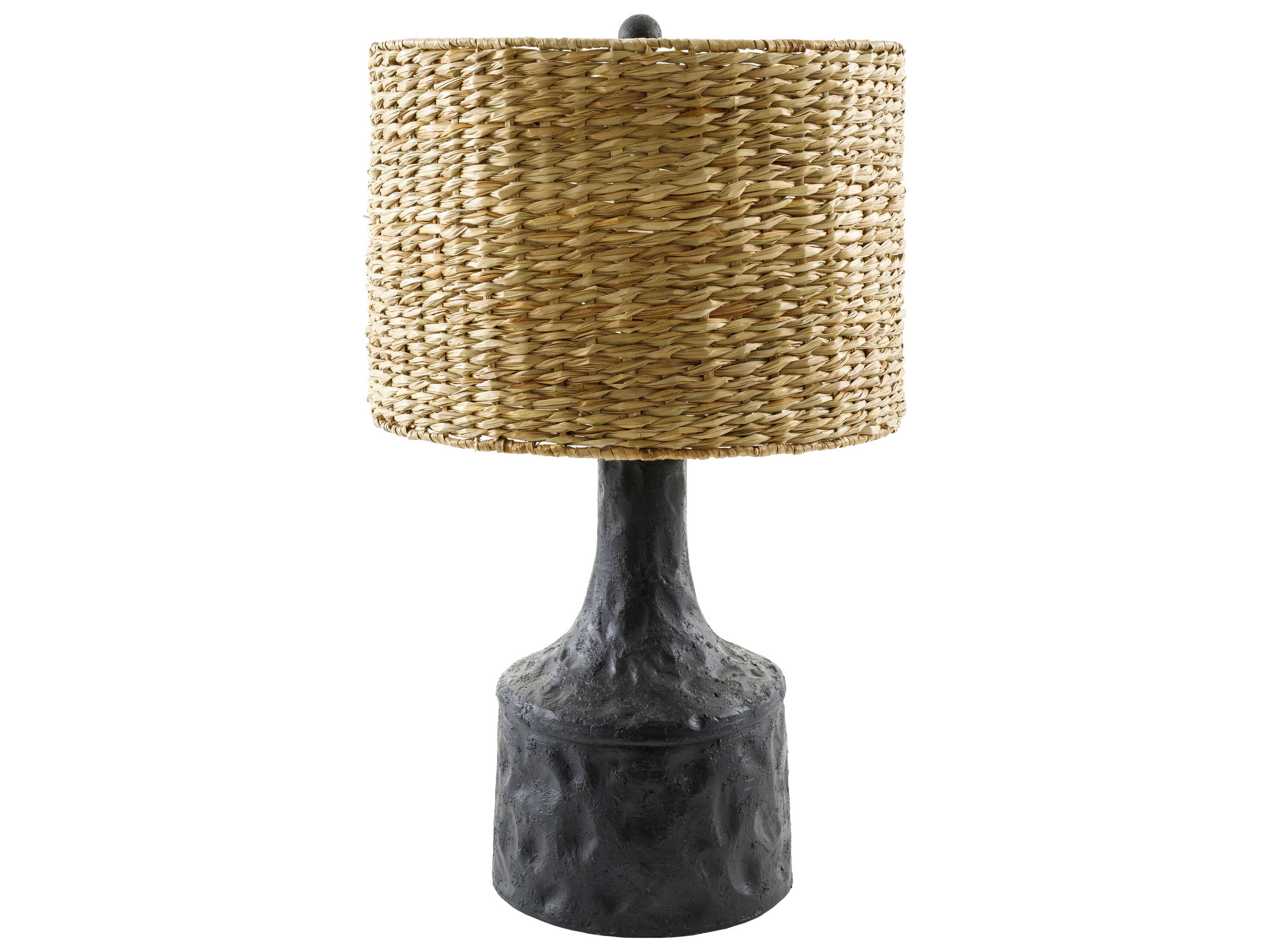 Surya Conway Black Tan Seagrass Buffet Lamp