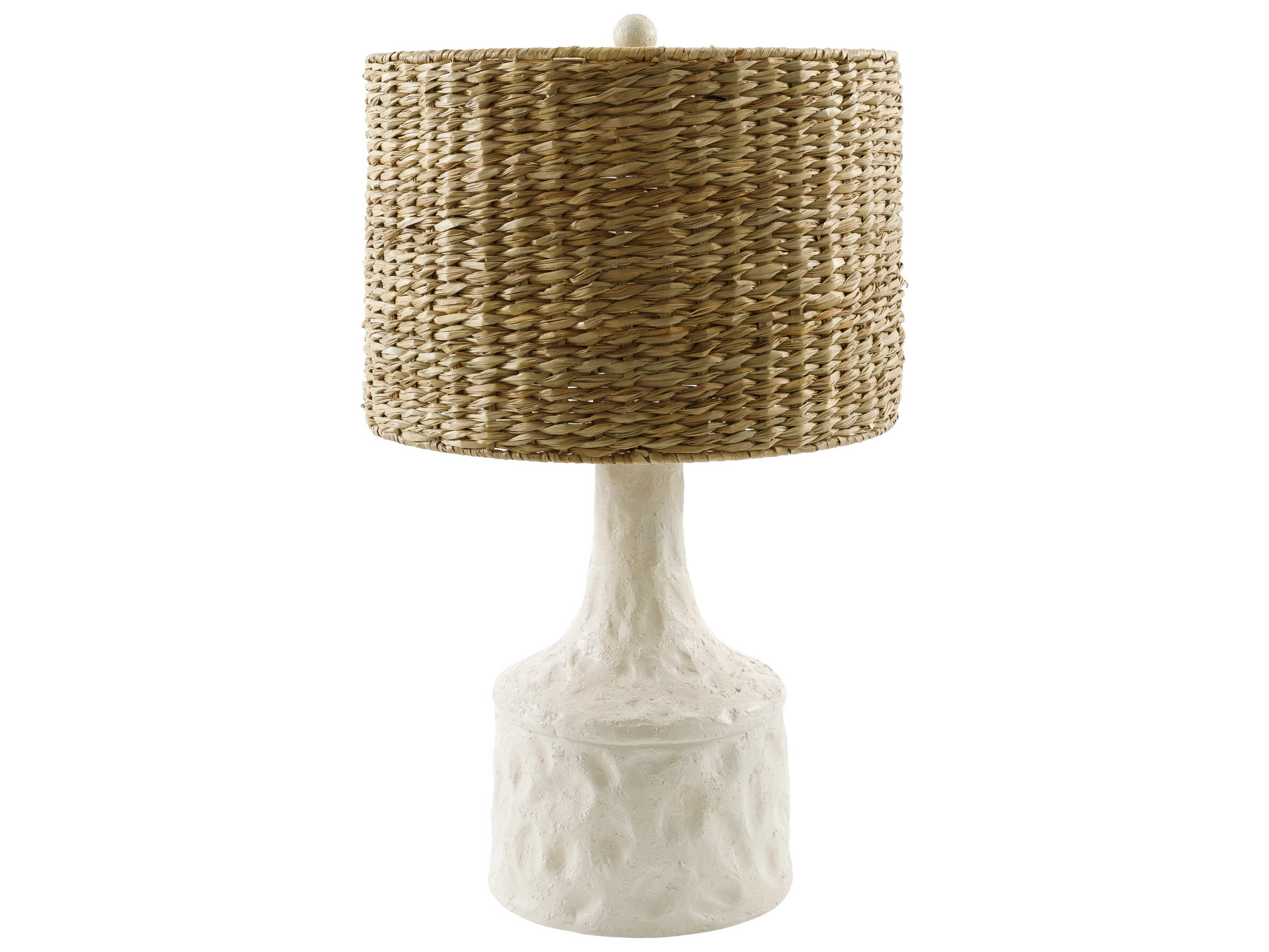 Surya Conway White Tan Seagrass Buffet Lamp