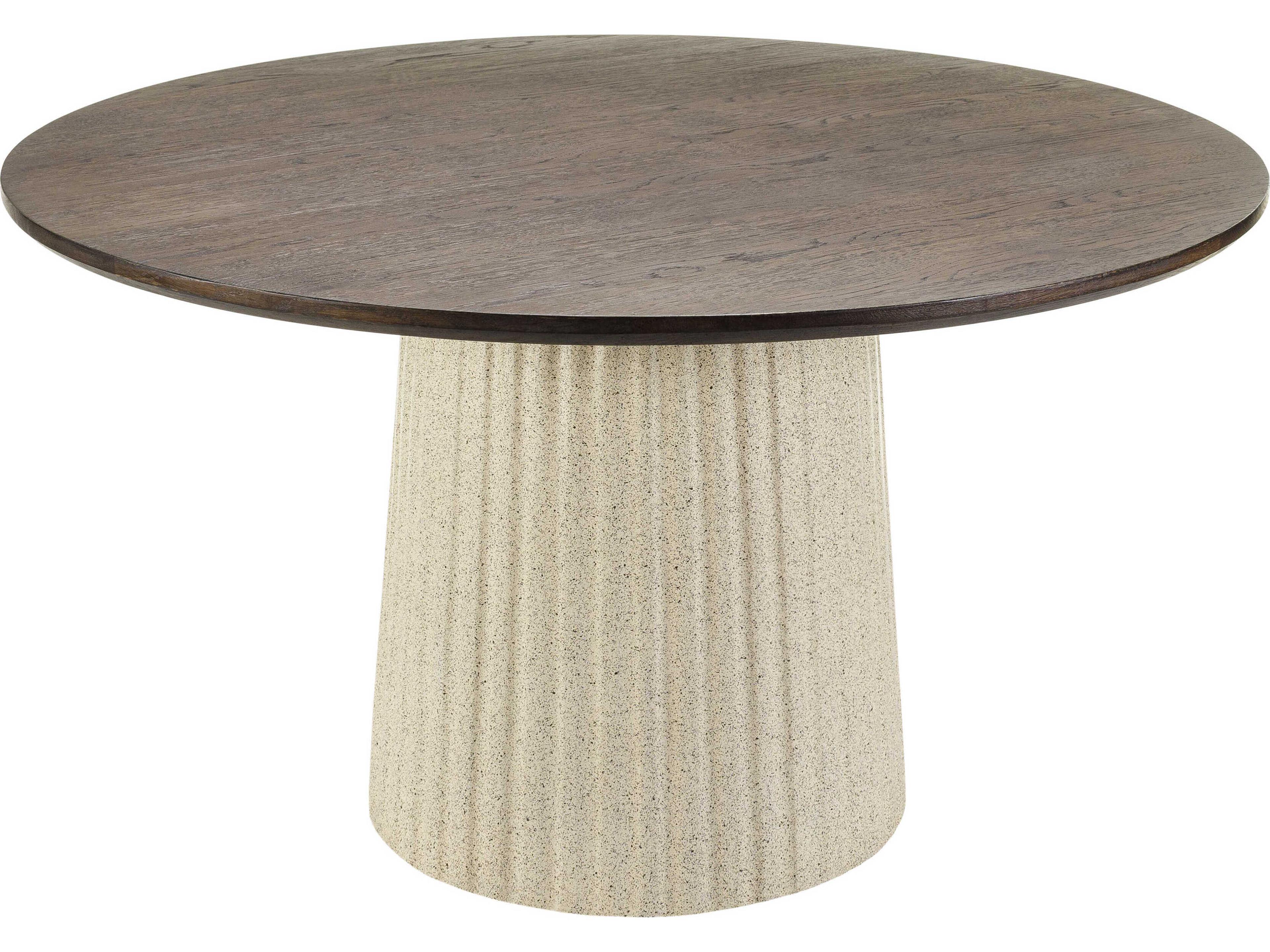 Surya Cornelia Round Wood Dark Brown Beige Black Coffee Table