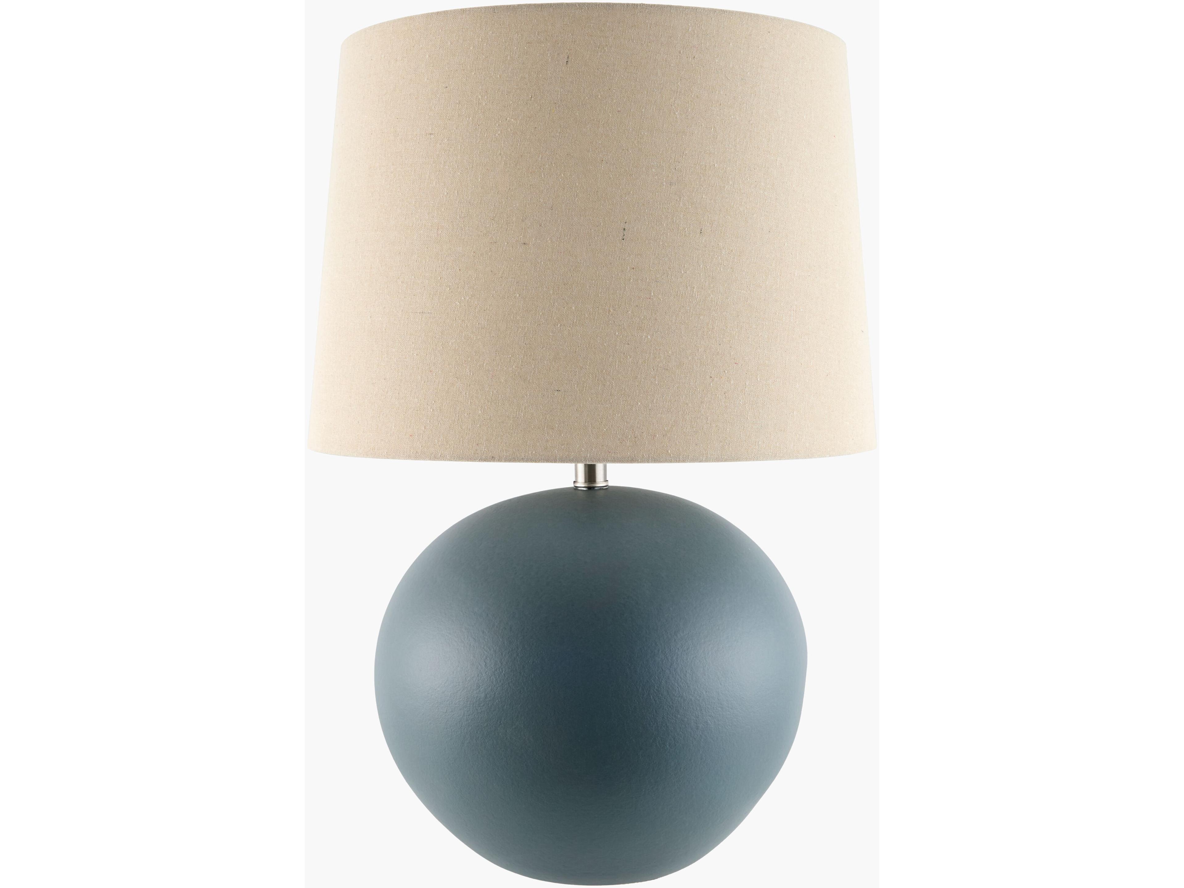 Surya Chronos Glazed Green White Cream Linen Table Lamp