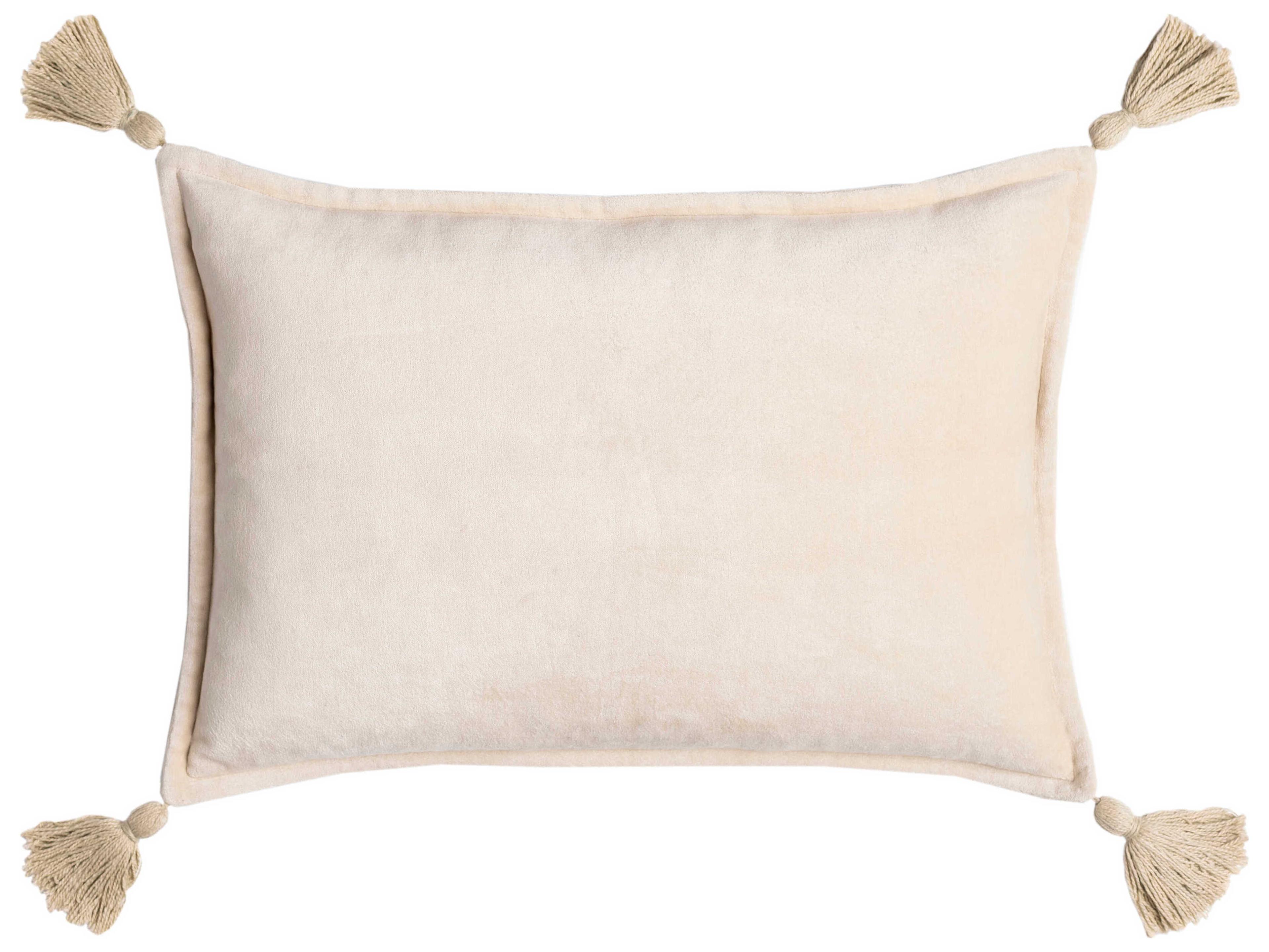 Surya Cotton Velvet Light Beige / Seafoam Pillow