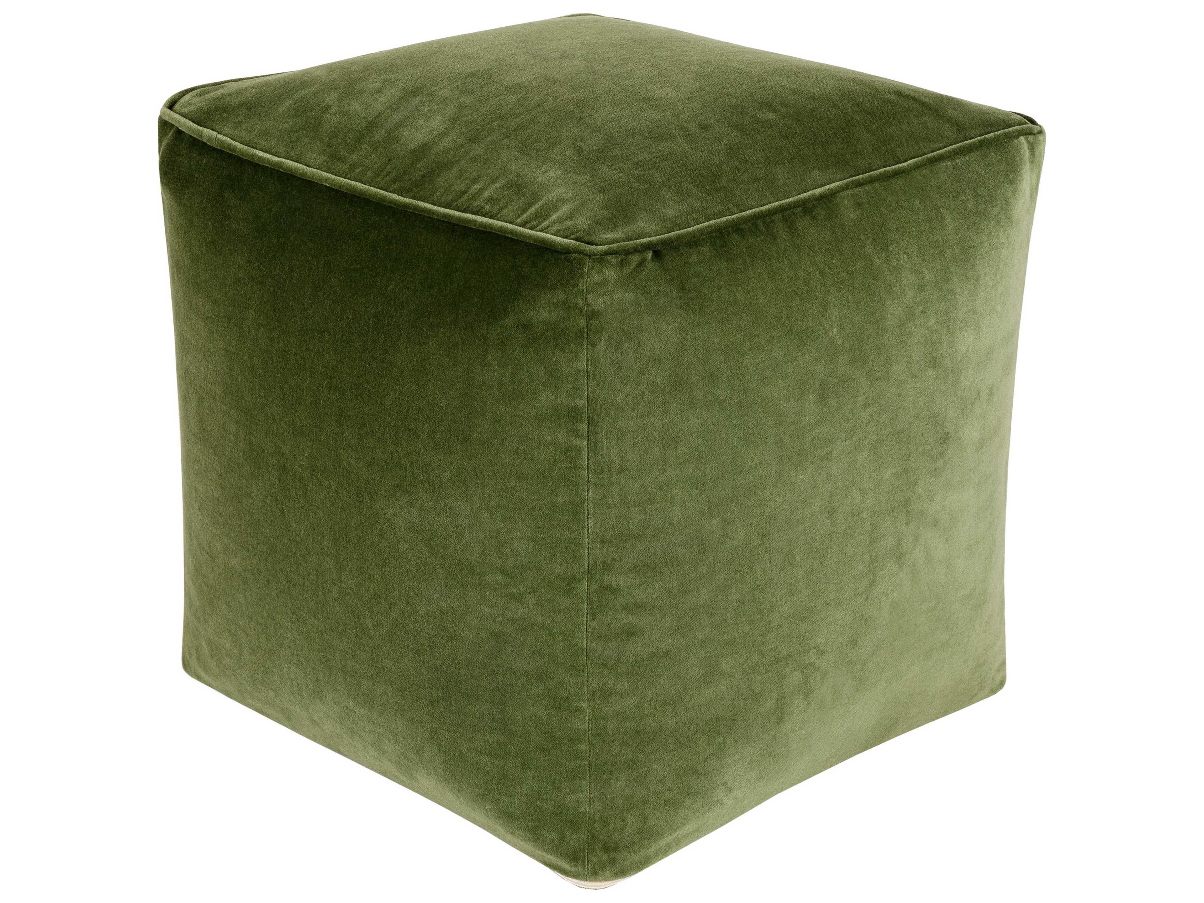 Surya Cotton Velvet Green Ottoman