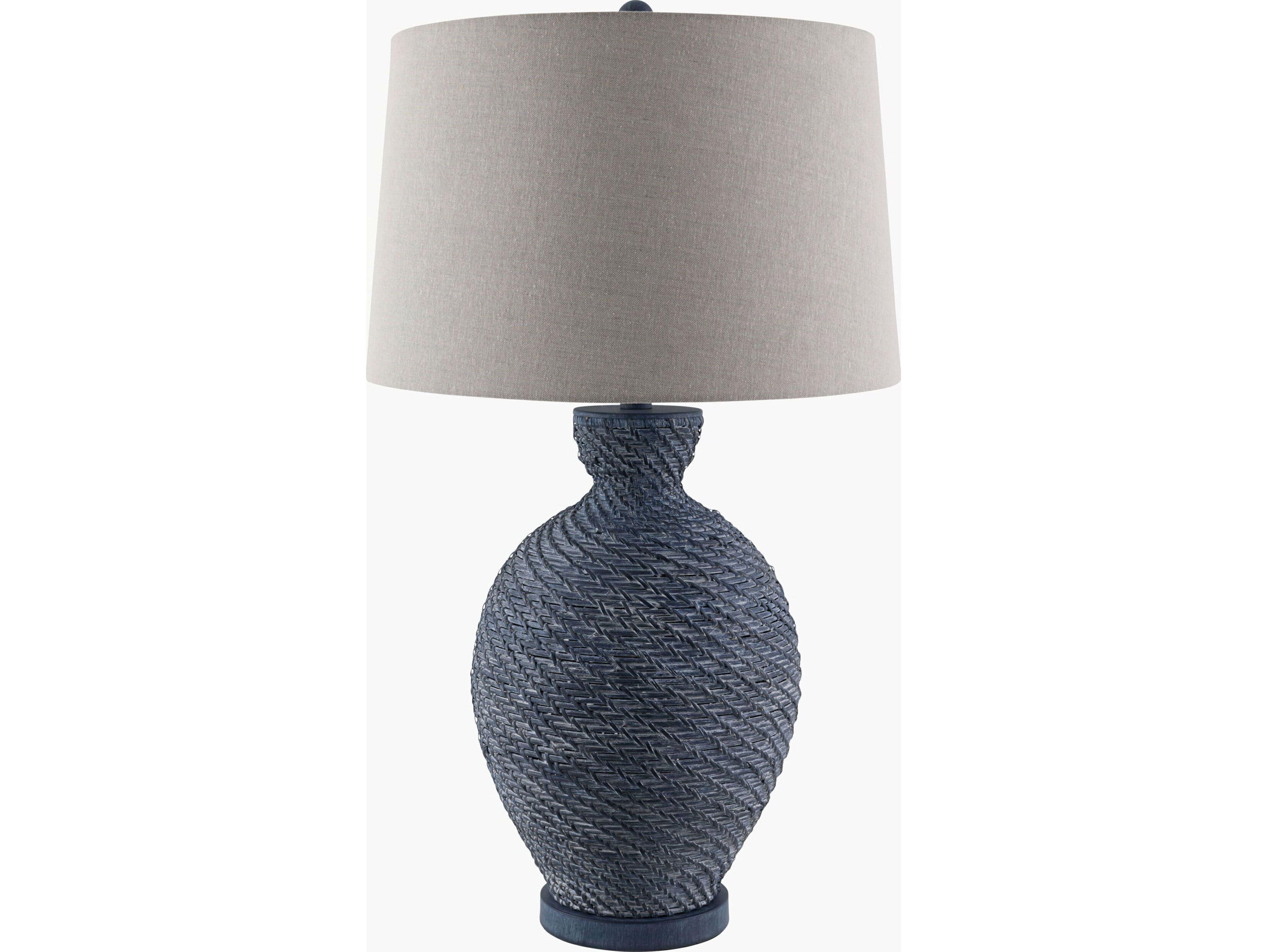Surya Dingle Blue Whitegray Linen Buffet Lamp