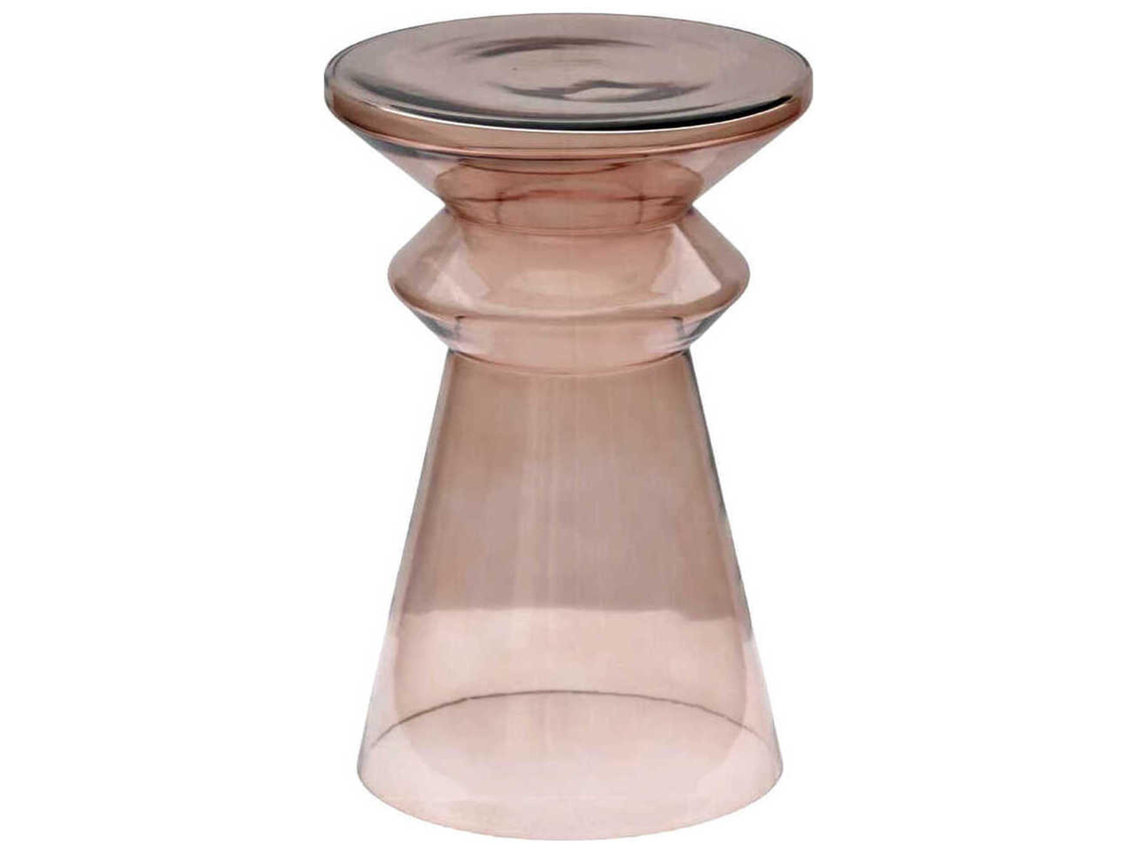 Surya Donora Round Glass Rust Dark Brown End Table