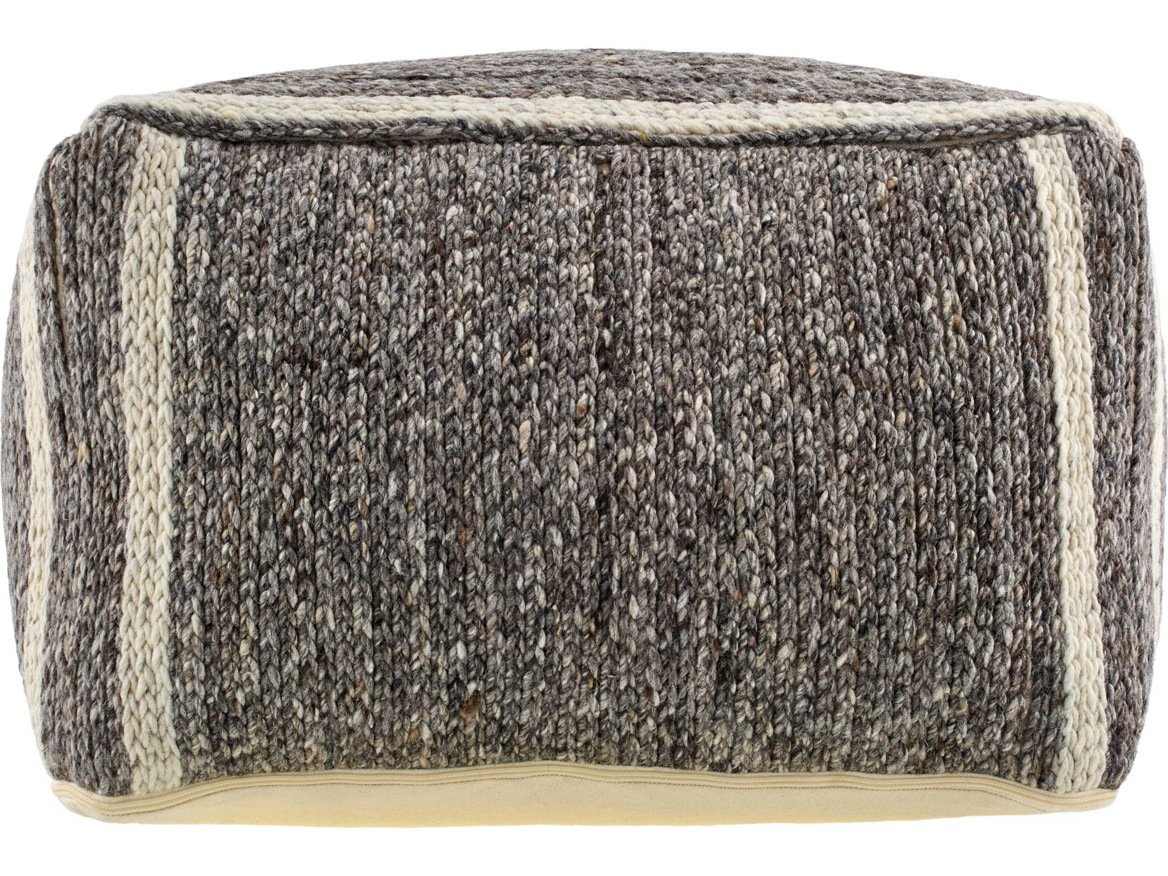 Surya Derby Brown Upholstered Pouf