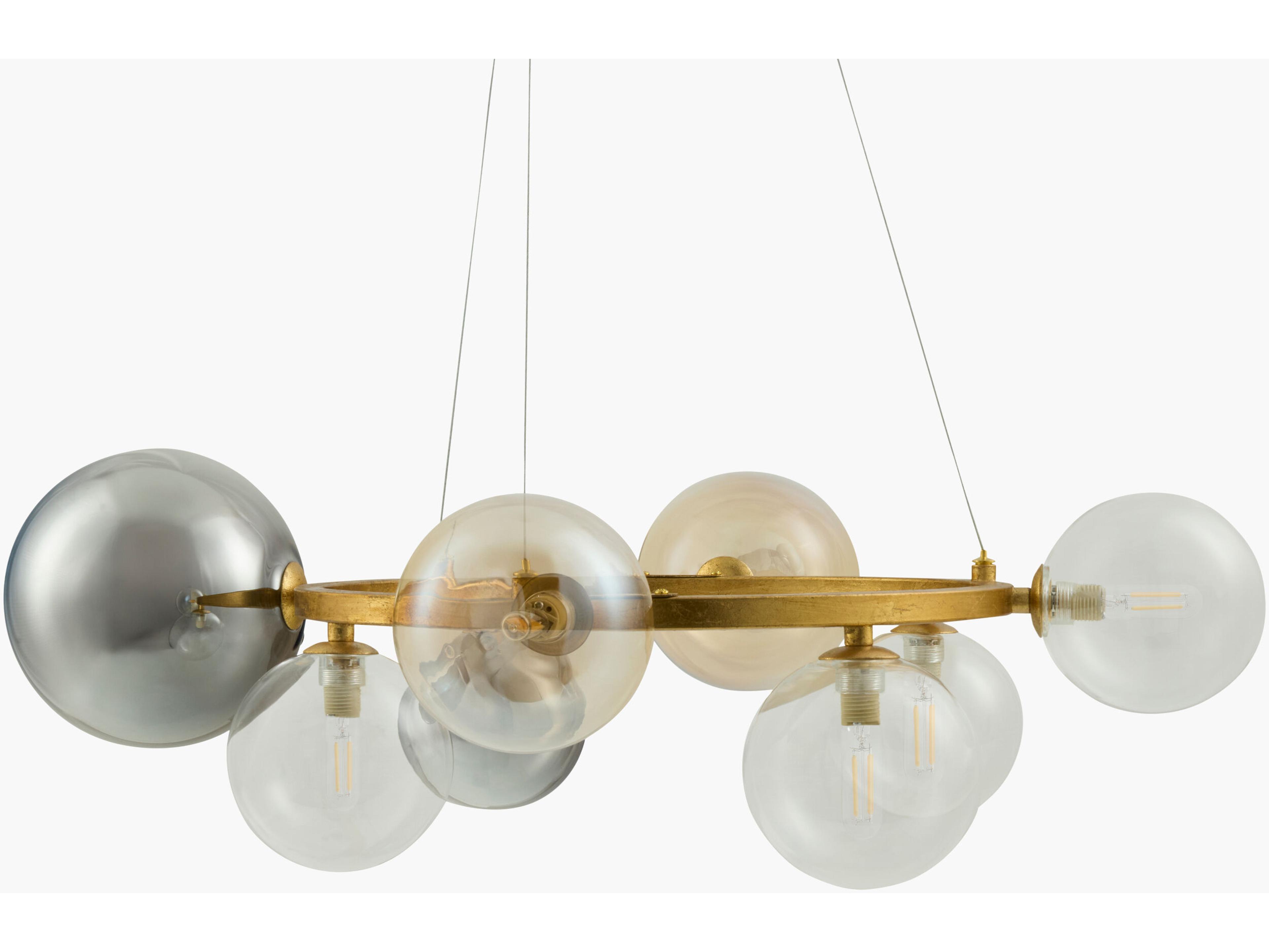 Surya Dreux 8-Light Gold Clear Globe Chandelier