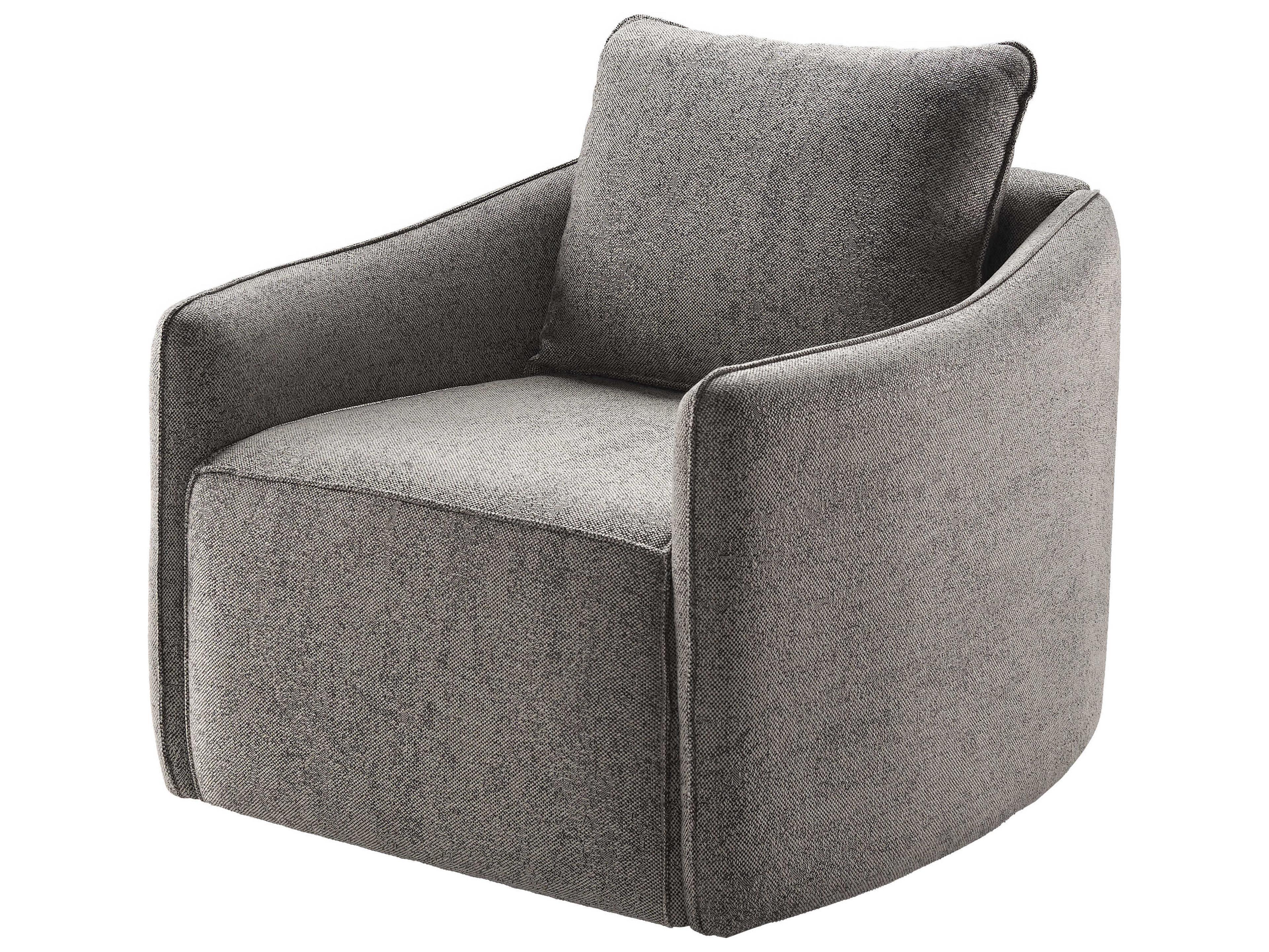 Surya Kelli Swivel Gray Fabric Accent Chair