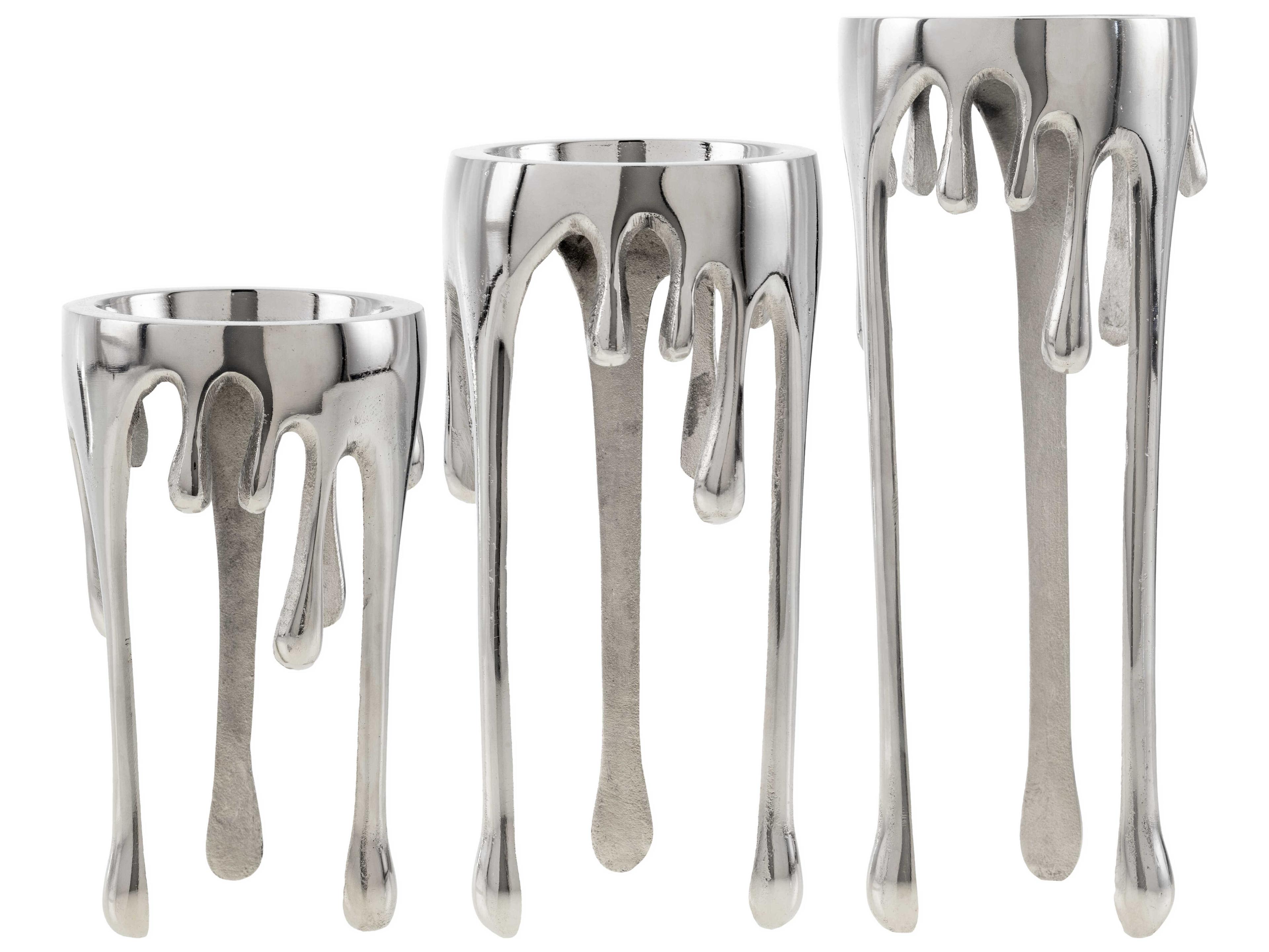 Surya Castellana Metallic Silver Candle Holder Set of 3