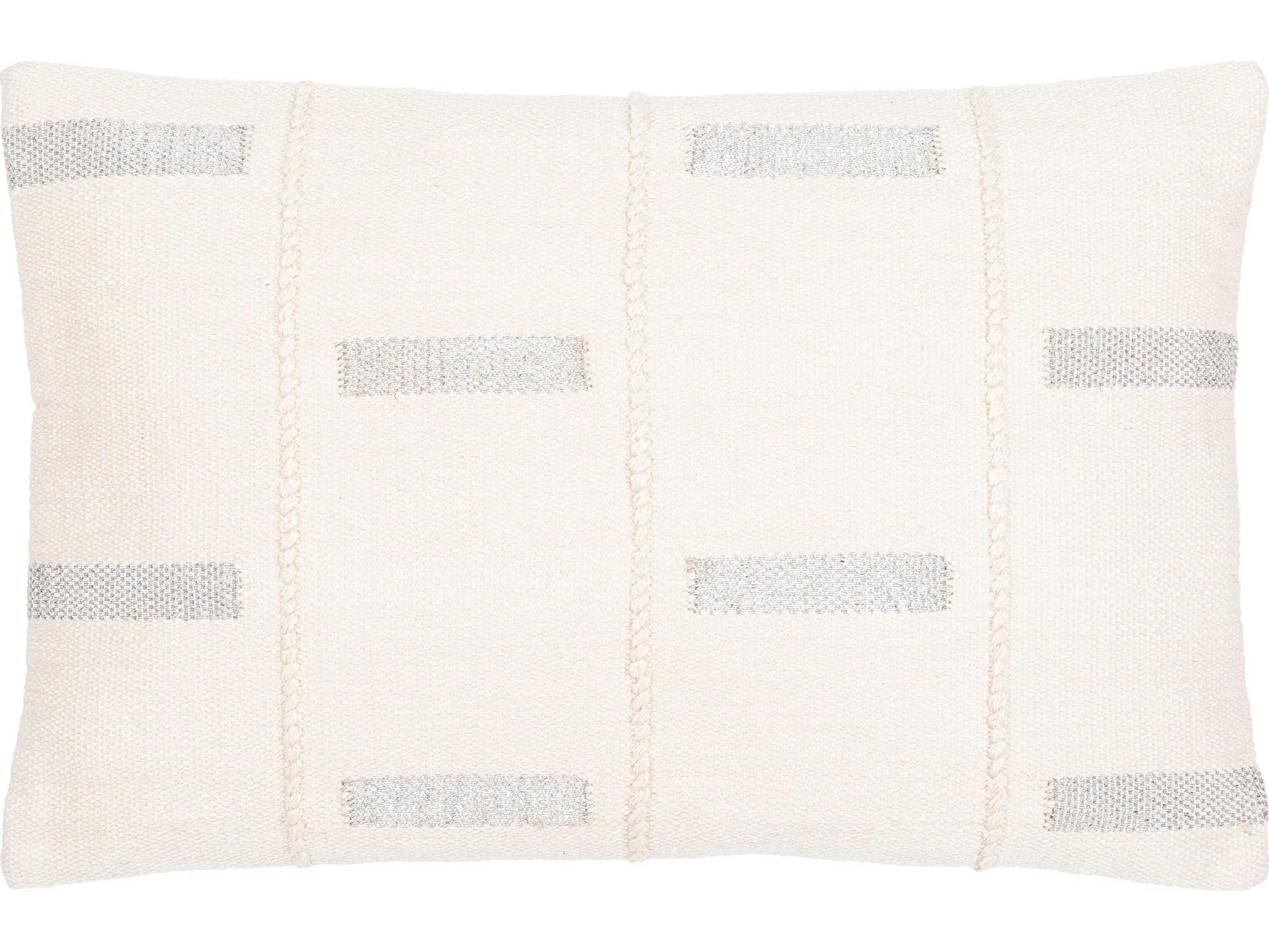 Surya Ekon Cream / Light Beige / Metallic Silver Pillow