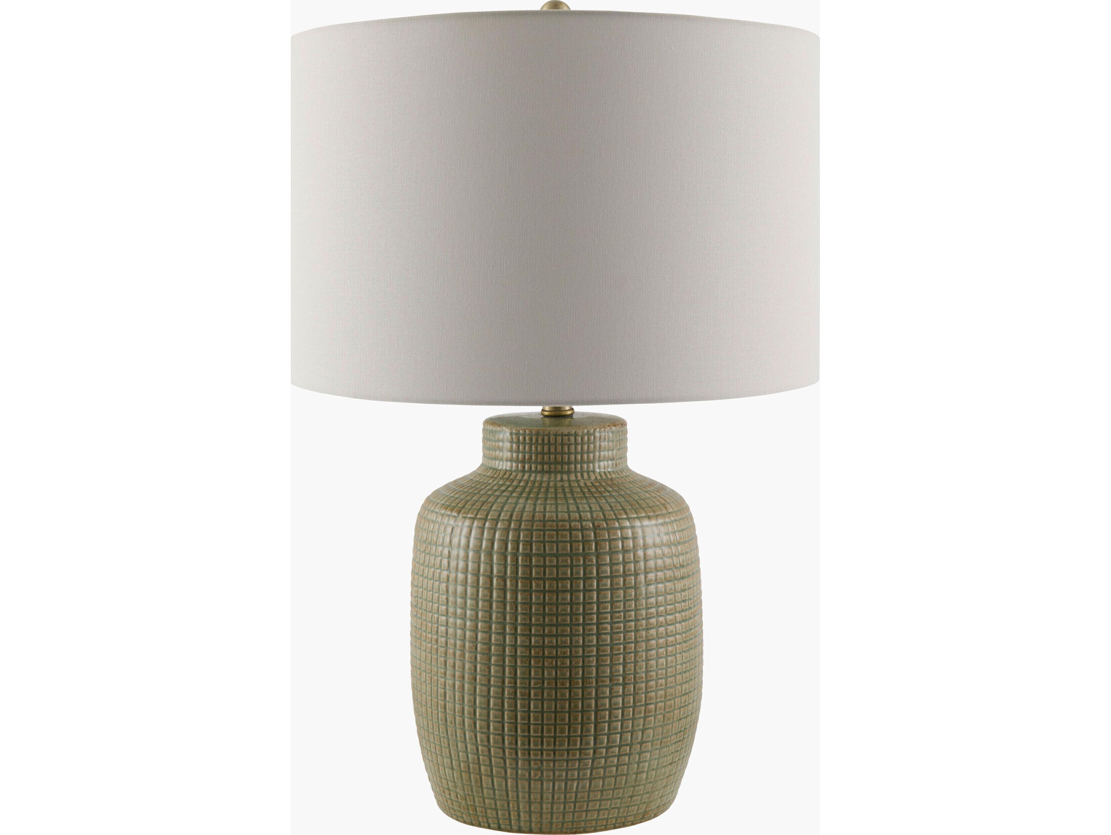 Surya Brie Glazed Aqua White Linen Green Buffet Lamp