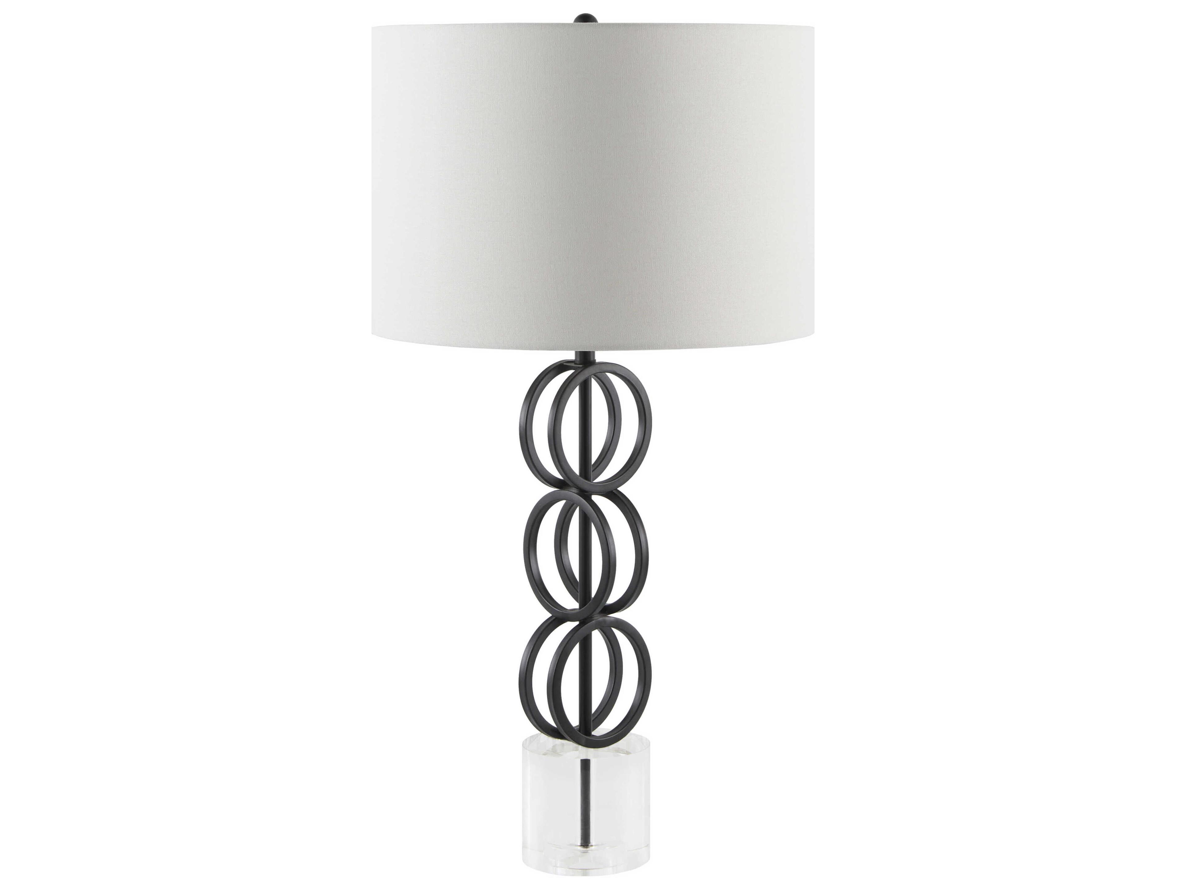 Surya Evans Black White Linen Buffet Lamp