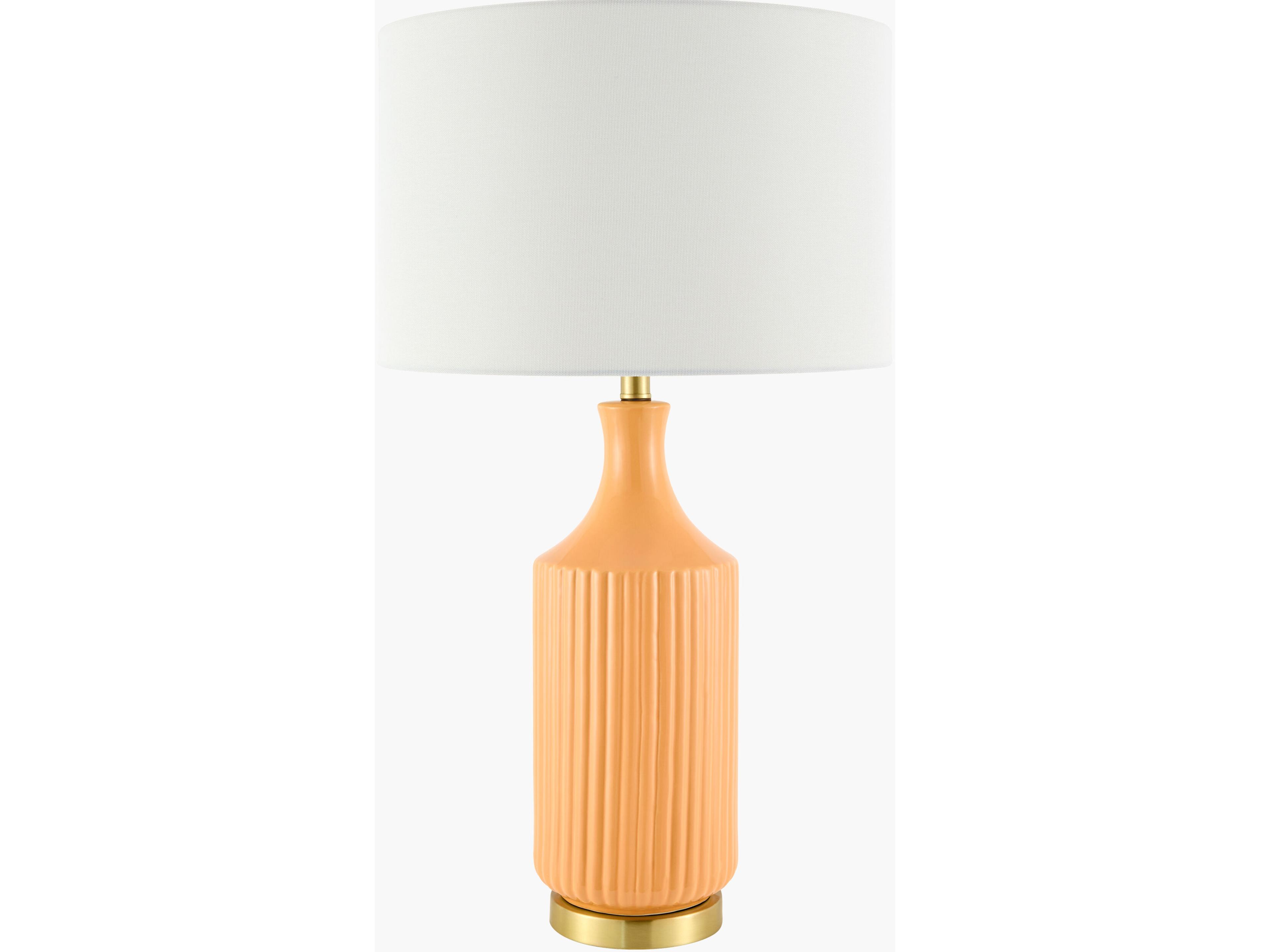 Surya Filaki Glazed Brown White Linen Orange Buffet Lamp