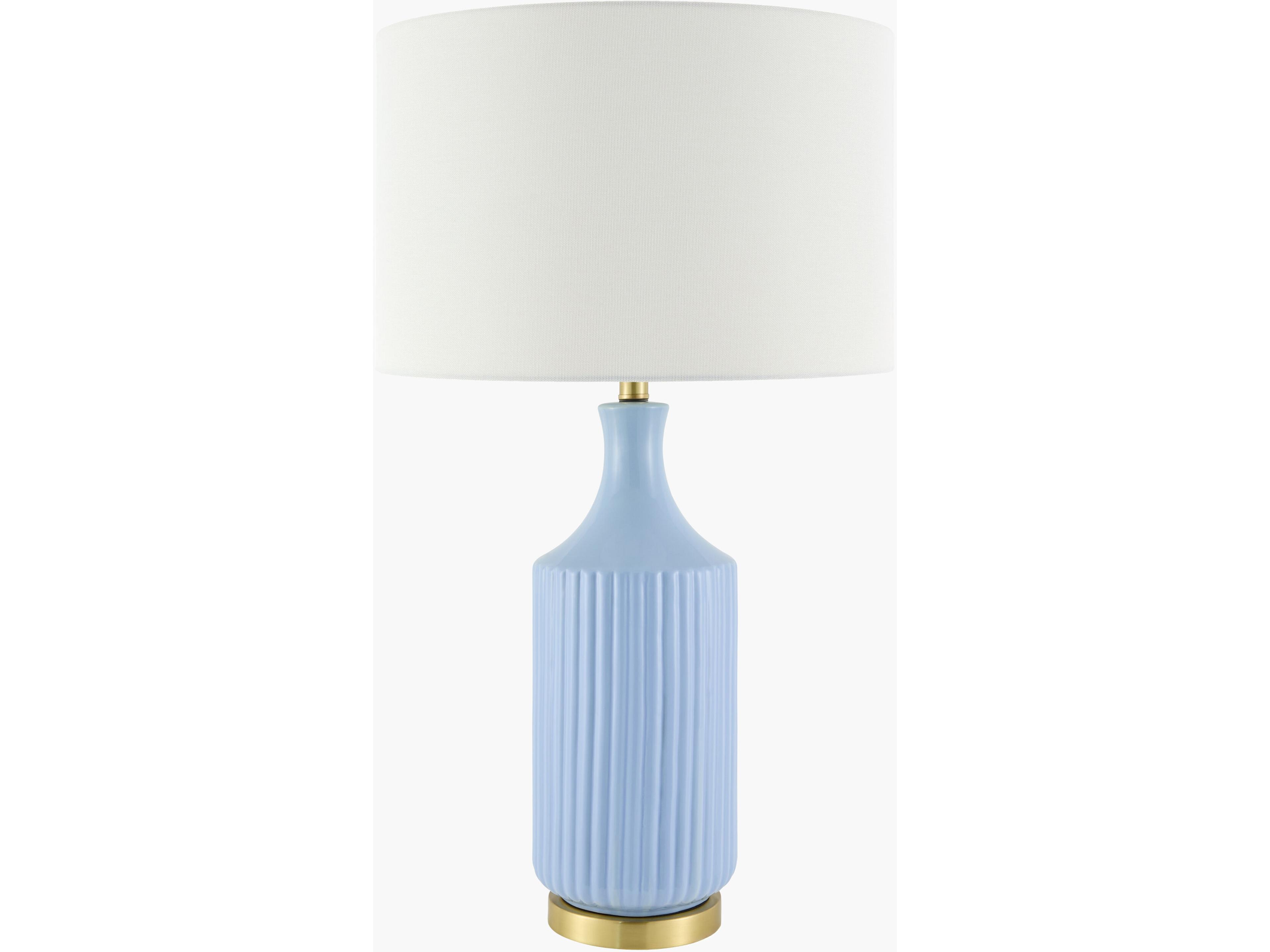 Surya Filaki Blue White Linen Buffet Lamp