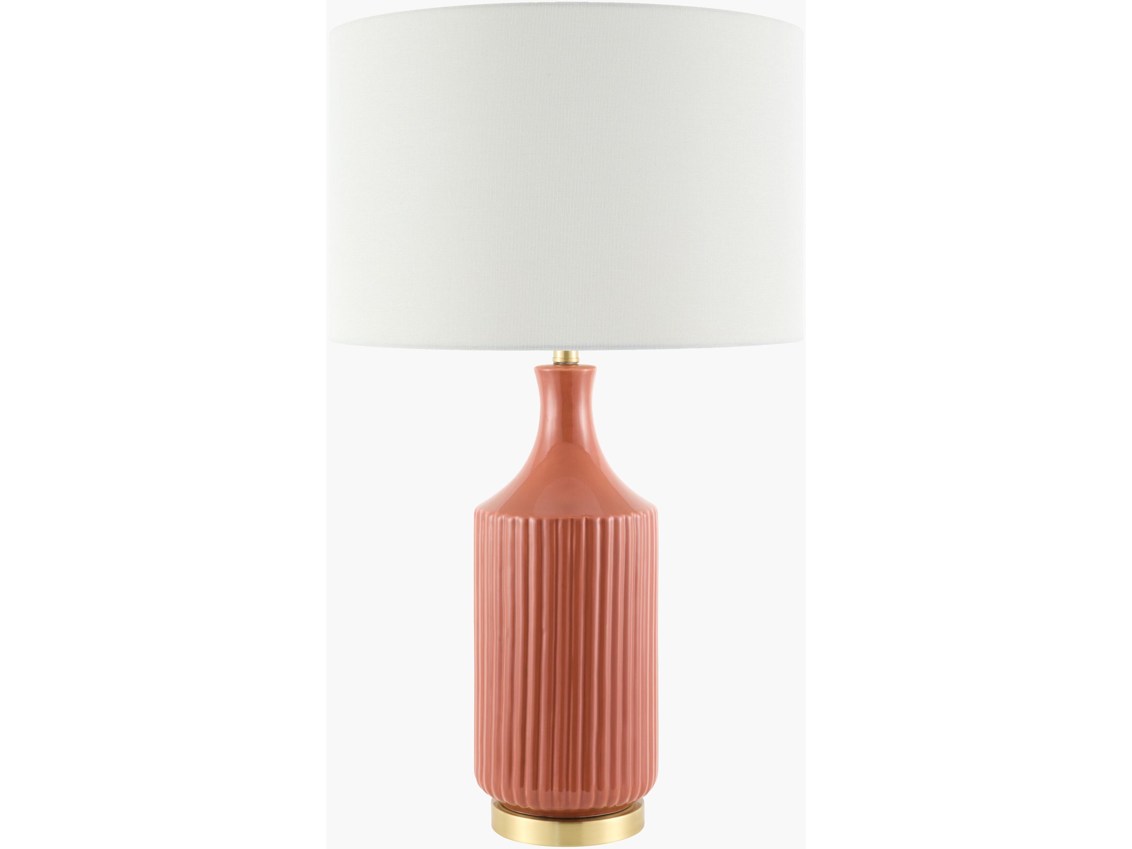 Surya Filaki Brick White Linen Pink Buffet Lamp