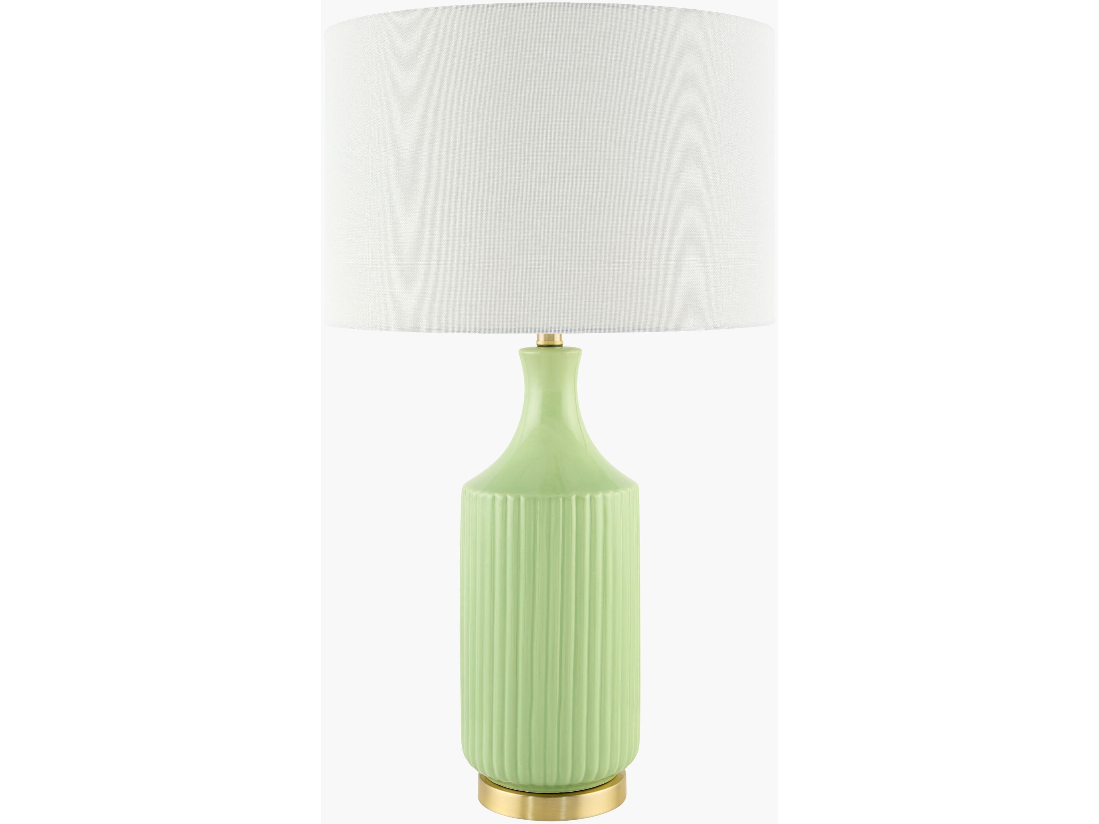 Surya Filaki Light Green White Linen Buffet Lamp