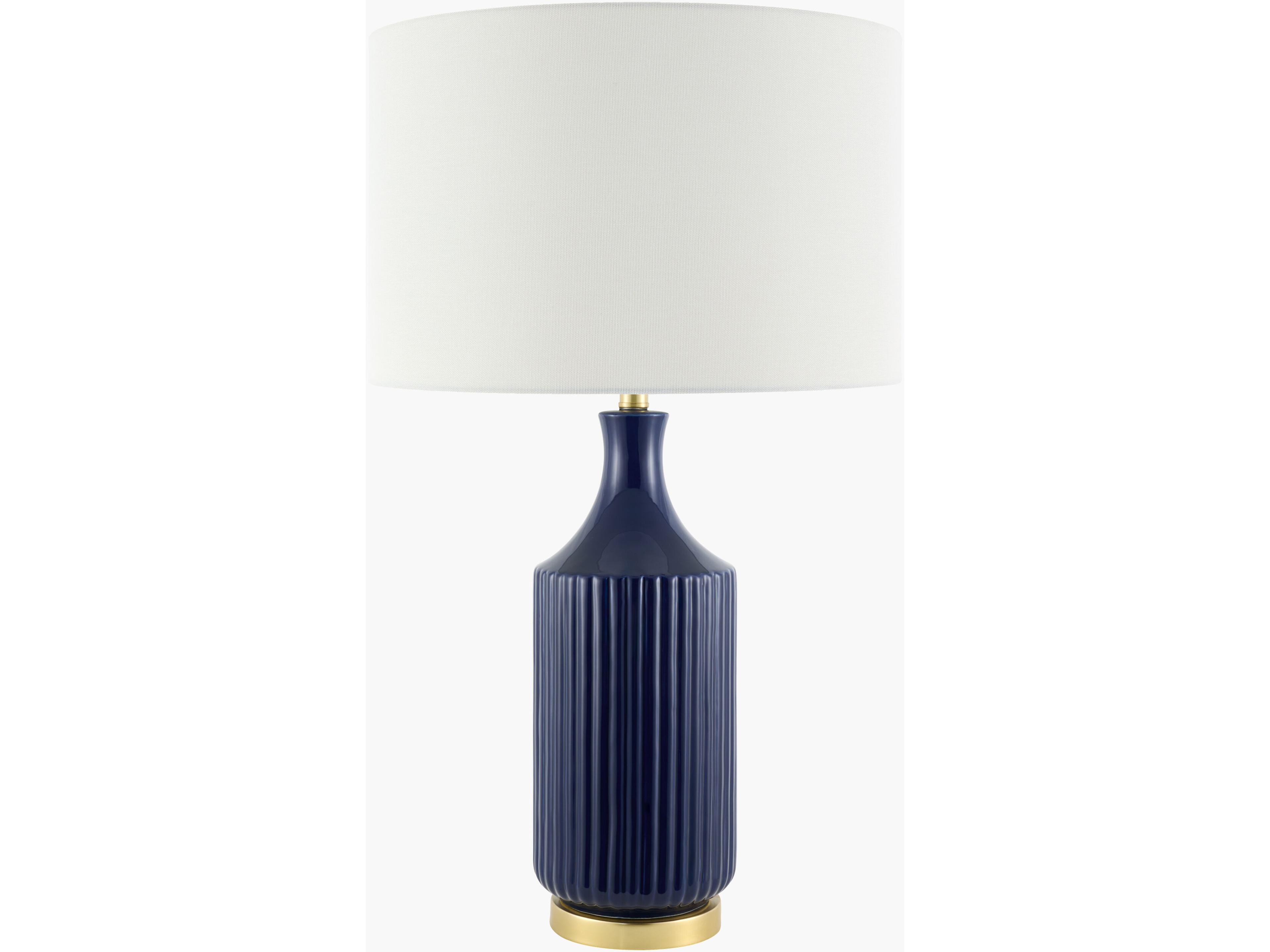 Surya Filaki Dark Blue White Linen Buffet Lamp