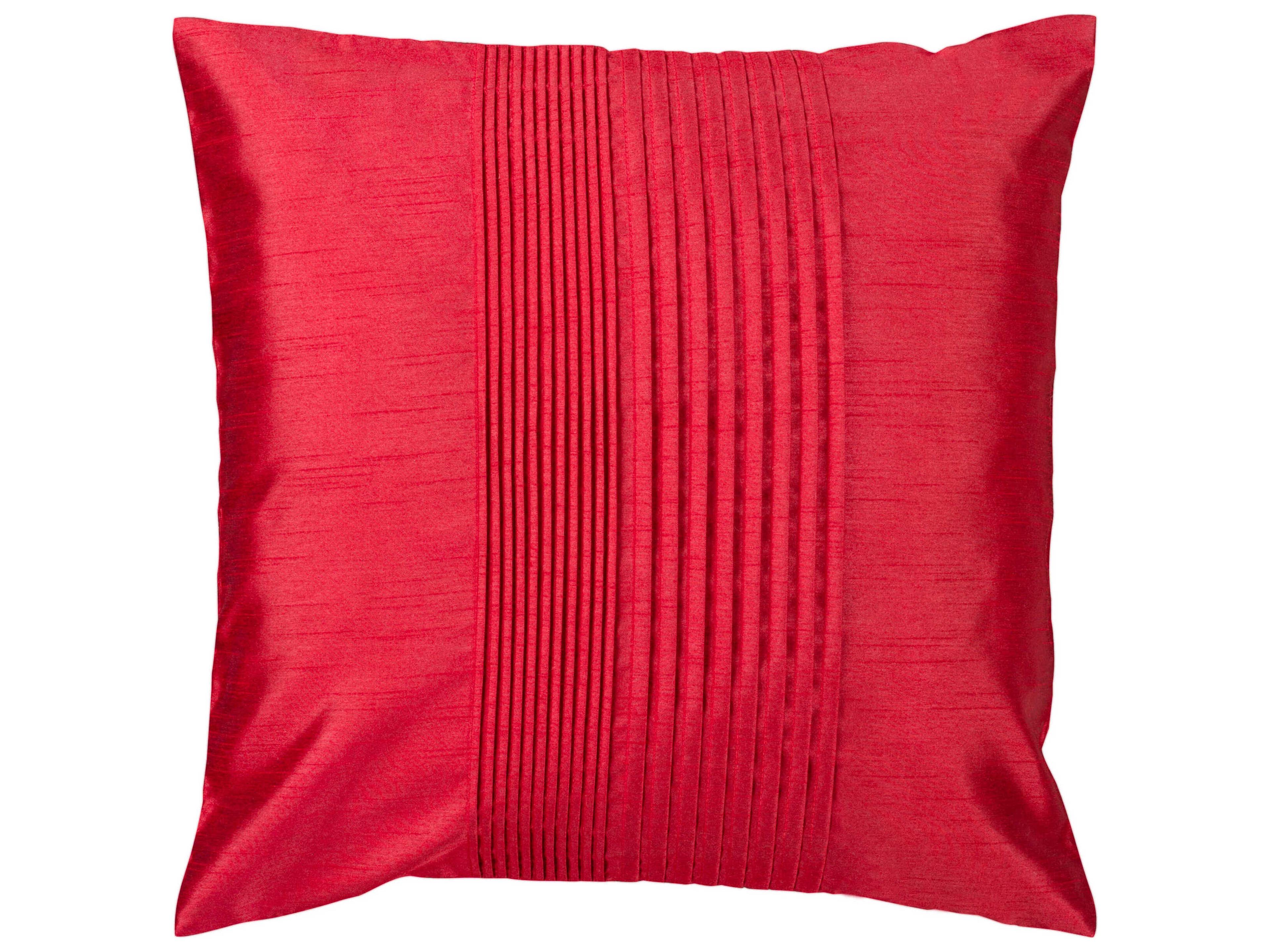 Surya Solid Pleated Red Pillow