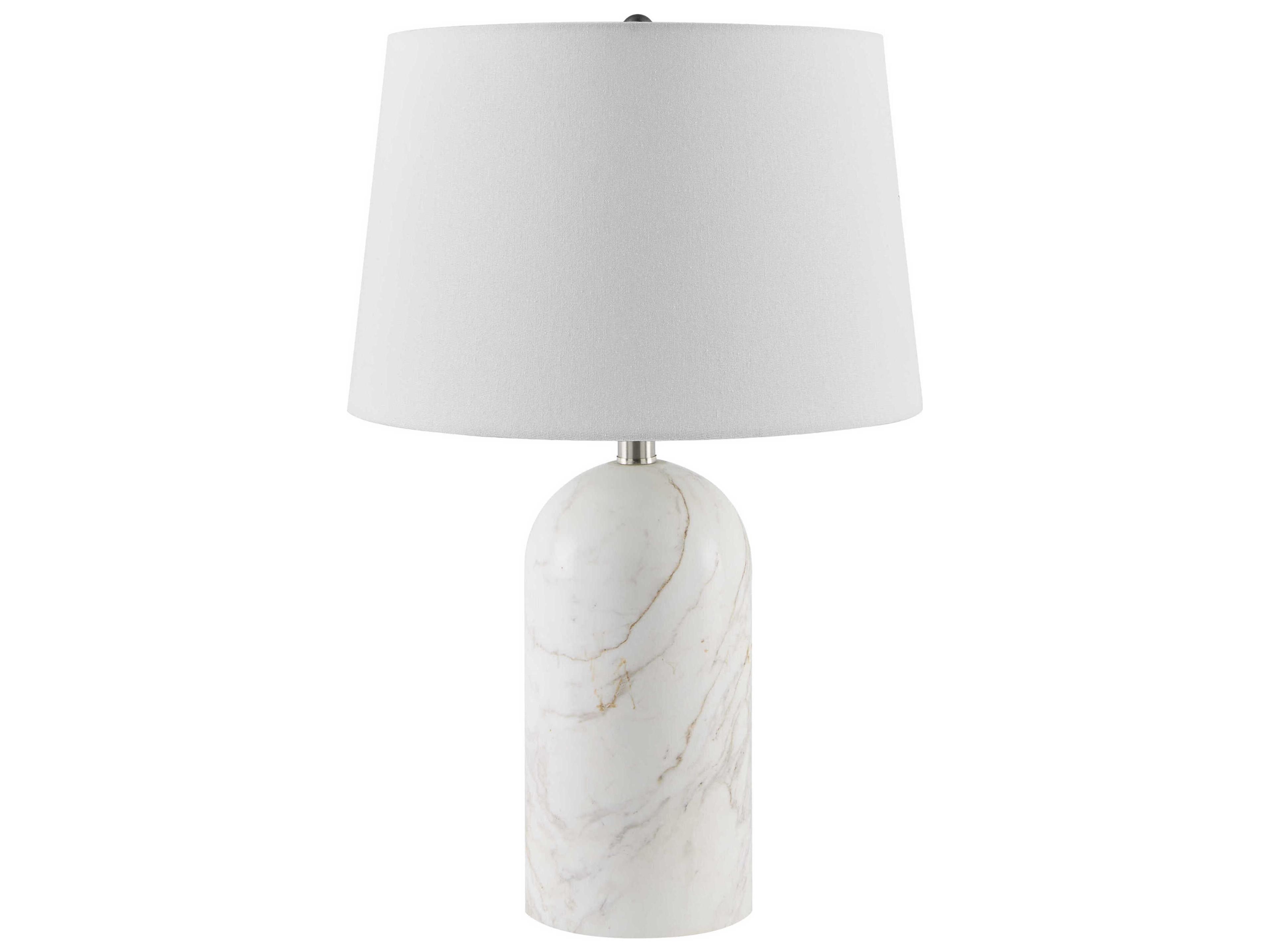 Surya Huriel White Cream Linen Table Lamp