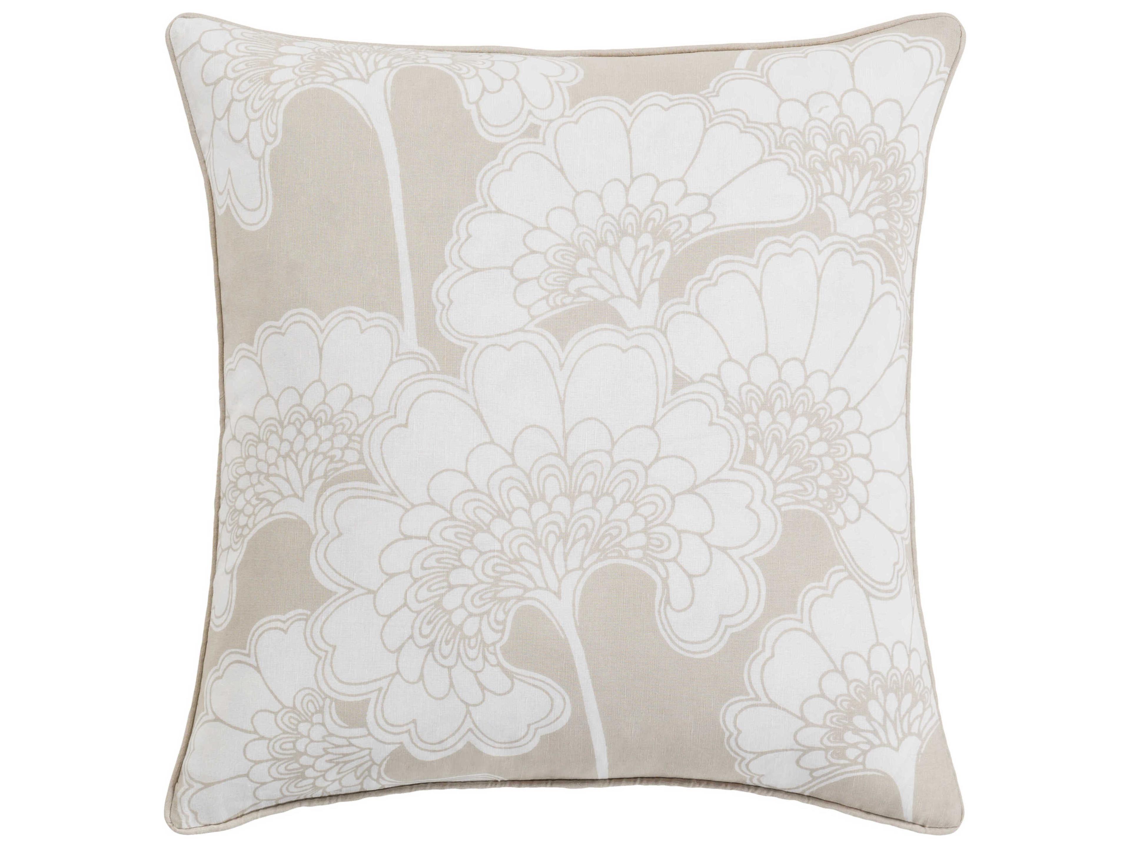 Surya Japanese Floral White Pillow